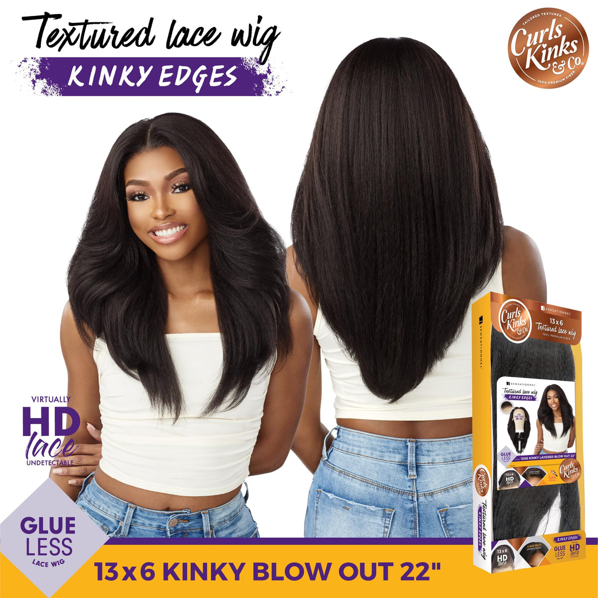 Sensationnel CKCO Kinkyedges Wig-Kinky Layered Blow Out 22, SH/BERRY