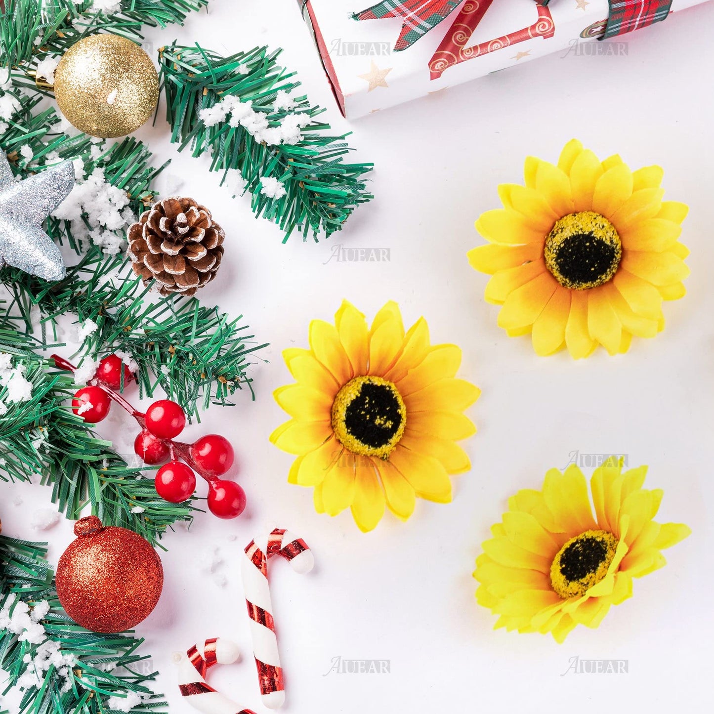 AUEAR, 12 Pack Sunflower Alligator Clips Duckbill Hair Flower Barrettes Styling Accessories for Women Beach Summer Party Beauty & Personal Care AUEAR