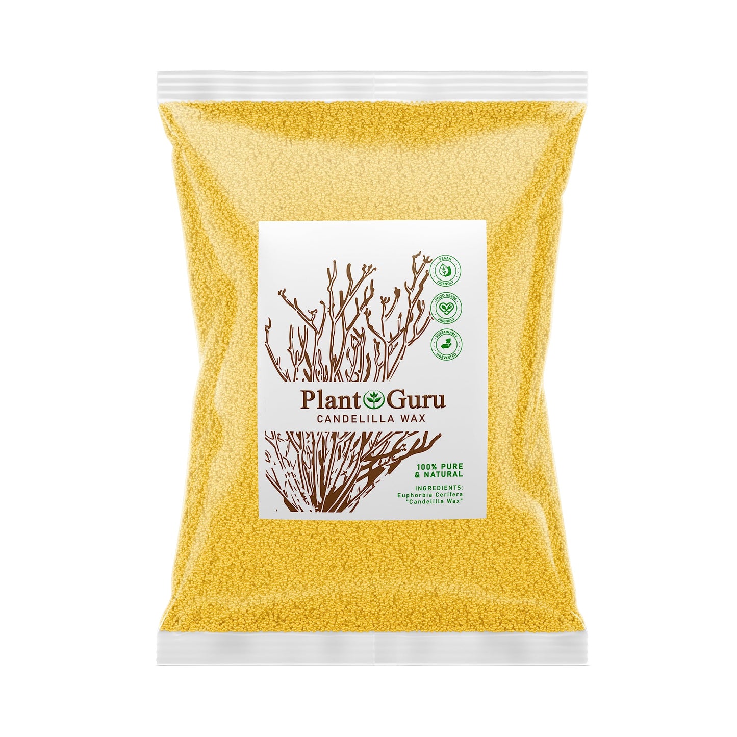 Candelilla Wax Pellets 5 lbs. Bulk Wholesale 100% Pure Natual Food Grade Vegan Wax For DYI Lip Balm, Soap and Candle Making, Creams and Lotions. Great Beauty and Personal Care Plant Guru