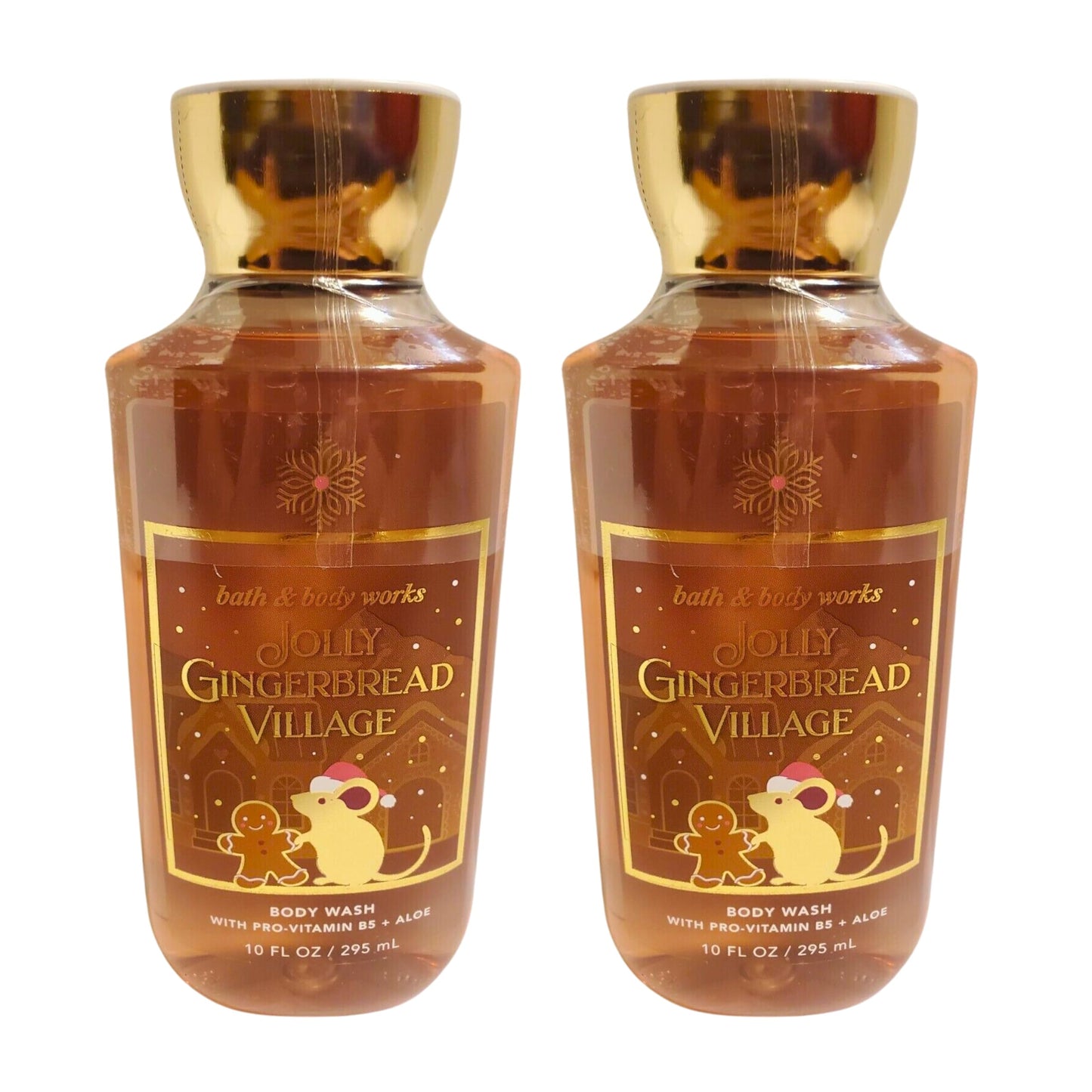 Bath & Body Works Shea + Vitamin E Shower Gel, Set of 2, 10oz Each (Jolly Gingerbread Village) Beauty & Personal Care Bath & Body Works