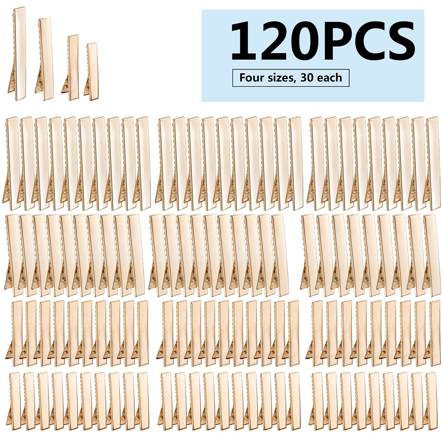 Duck Bill Hair Clips, 120pcs Gold Alligator Bow Clips Metal Single Prong Hair Curl Clips Flat Alligator Clips for Hair Styling Accessories or DIY Beauty & Personal Care BronaGrand