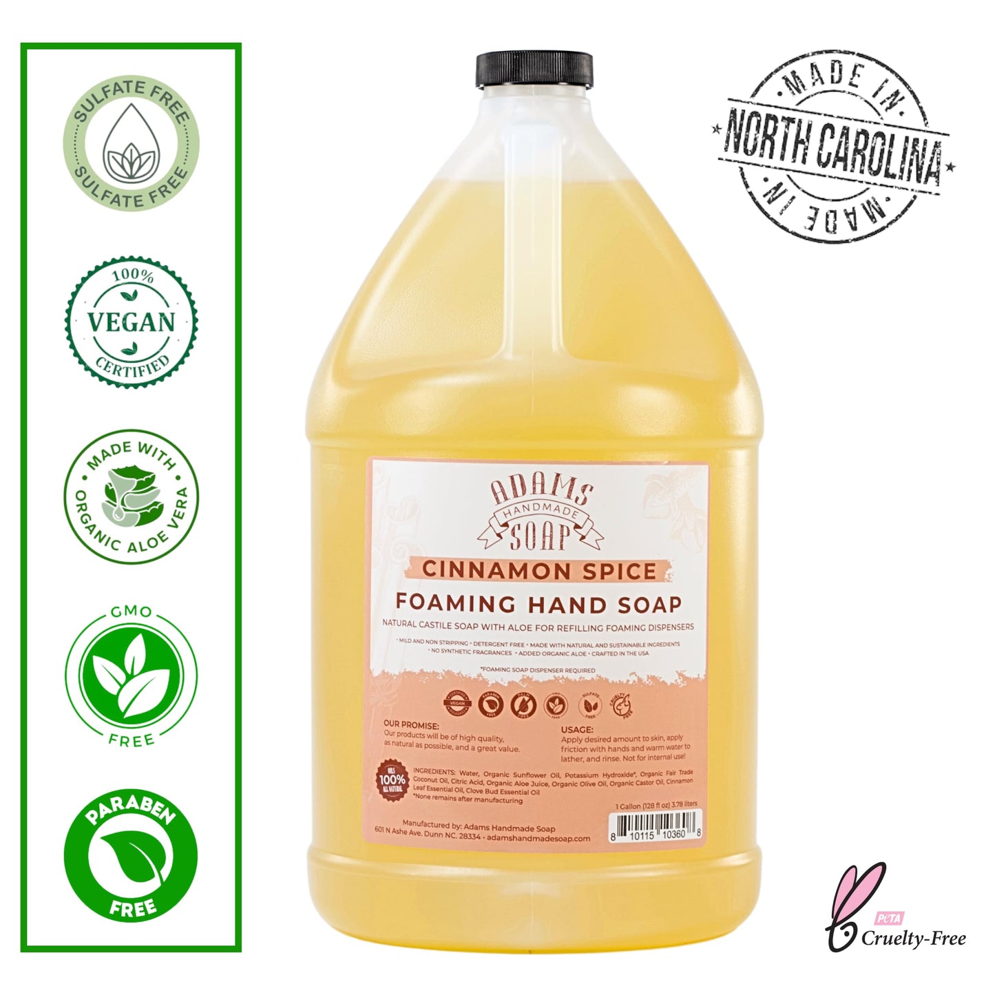 Adams Handmade Soap Liquid Foaming Soap 1 Gal - Cinnamon Spice Beauty & Personal Care Adams Handmade Soap