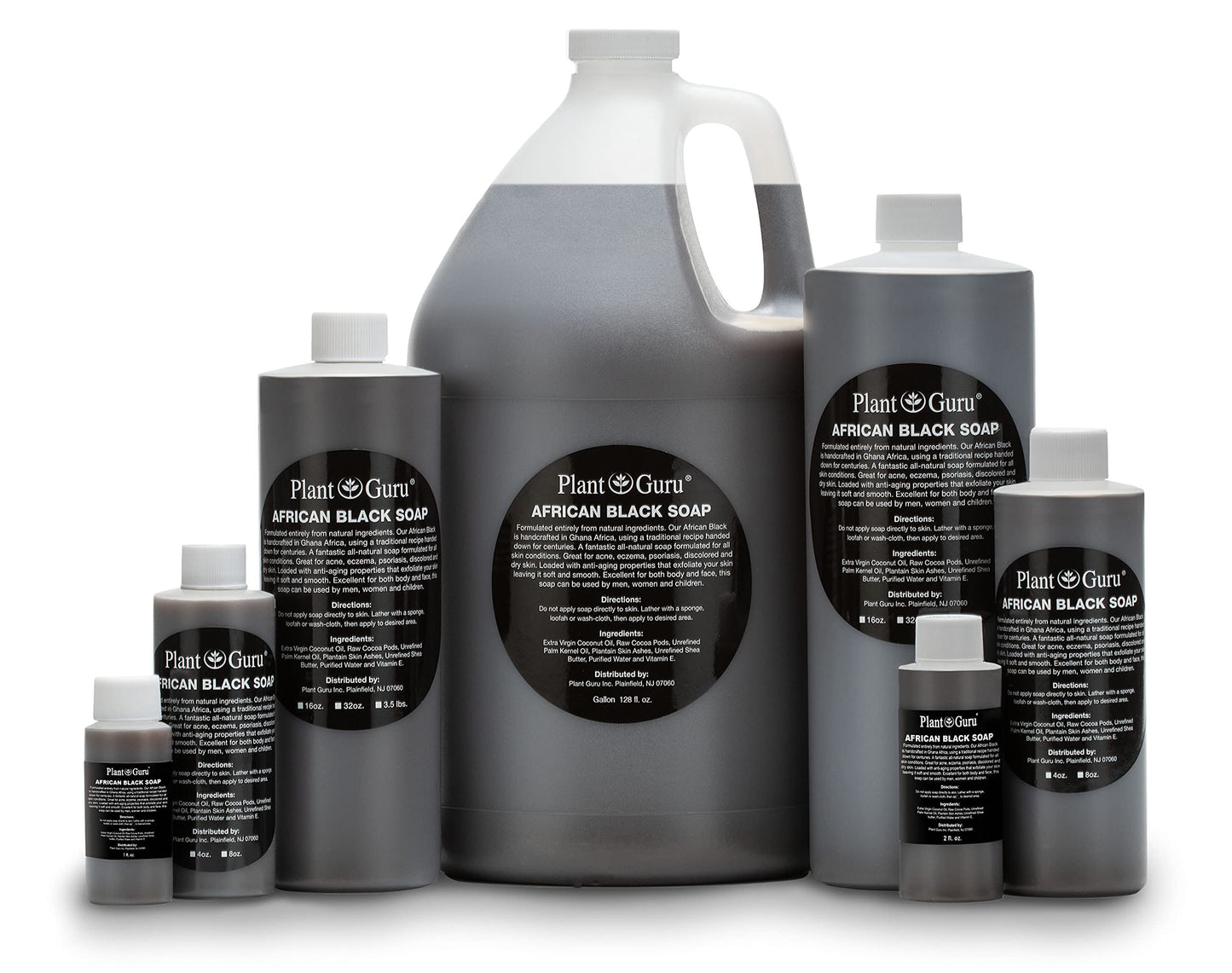 Plant Guru African Black Soap Liquid 16 fl. oz. - Pure & Natural Traditional Skincare for Face, Body & Hair | Handmade Cleanser for All Skin Types Beauty & Personal Care Plant Guru
