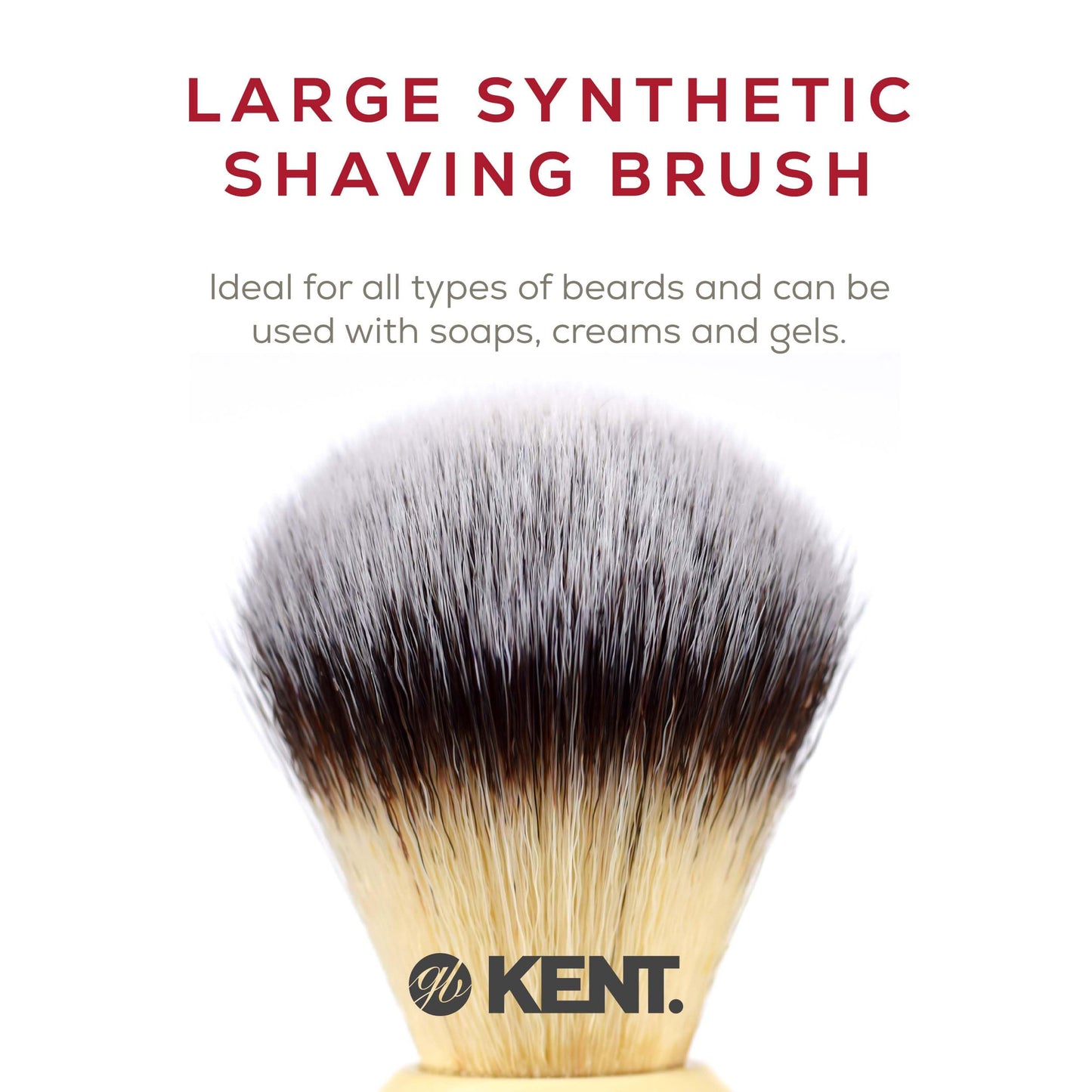 Kent BK8S Shaving Brush with Ultra-Soft Silvertext Synthetic Bristles and Faux Ivory Resin Handle to use with Shave Cream or Soap for a Perfect Beauty and Personal Care KENT