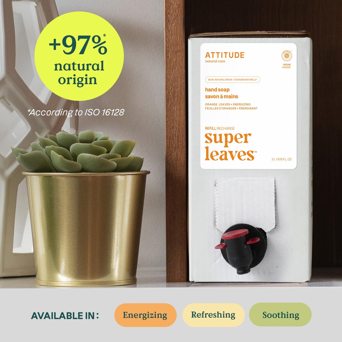ATTITUDE Liquid Hand Soap, EWG Verified, Plant and Mineral-Based, Vegan Personal Care Products, Orange Leaves, 67.6 Fl Oz Beauty & Personal Care BIO SPECTRA ATTITUDE