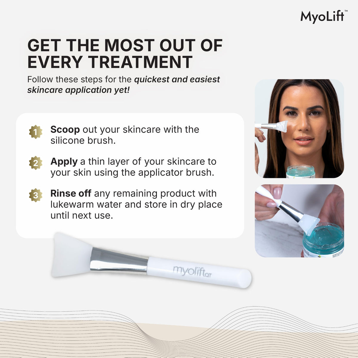 MyoLift 7eWellness Applicator Silicon Brush - Mask applicator for Facial Skincare, Reusable brush for Anti Aging mask, Soft & Durable Face Mask