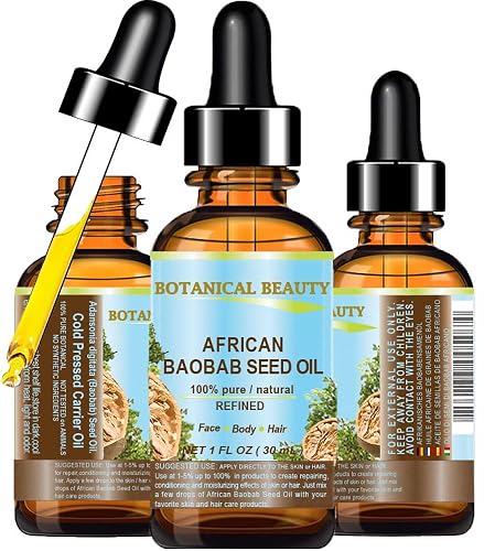 Botanical Beauty BAOBAB SEED OIL 100% Pure Natural Refined Cold-Pressed Carrier Oil 1 Fl oz 30 ml For Face Skin Body Hair Lip Nails Rich in Vitamin C Beauty & Personal Care Botanical Beauty