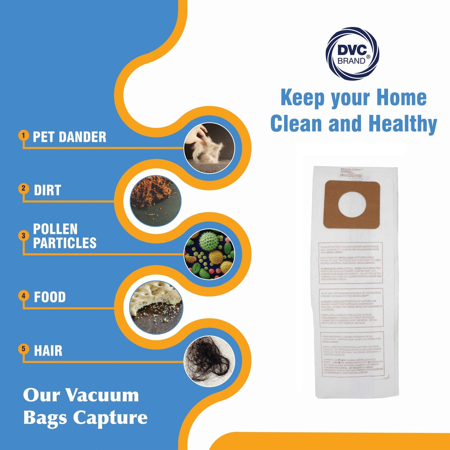 DVC Micro-Lined Paper Replacement Bags For Panasonic Style U, U-3, and U-6 Fits Models MC-V5100, 5200, 5300, 5500, 6200, 6300, 6600, 6700, 6800 Beauty and Personal Care DVC