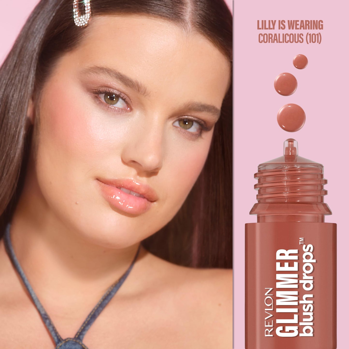 Revlon Glimmer Blush Drops, Liquid Blush for Cheeks, Liquid to Velvety Powder Finish, Glowy, High Pigment, 101 Coralicious, 0.32 fl oz Beauty & Personal Care REVLON