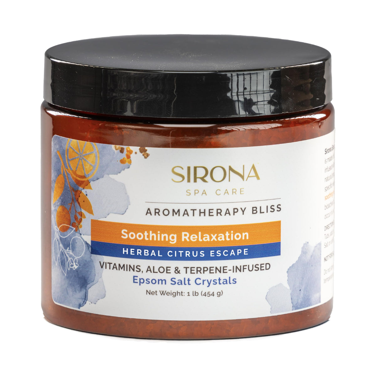 Sirona Aromatherapy Soothing Relaxation - Terpene-Infused Epsom Salt Crystals with Citrus Lemongrass, Aloe & Vitamins C & E, 16 oz. Beauty and Personal Care Sirona