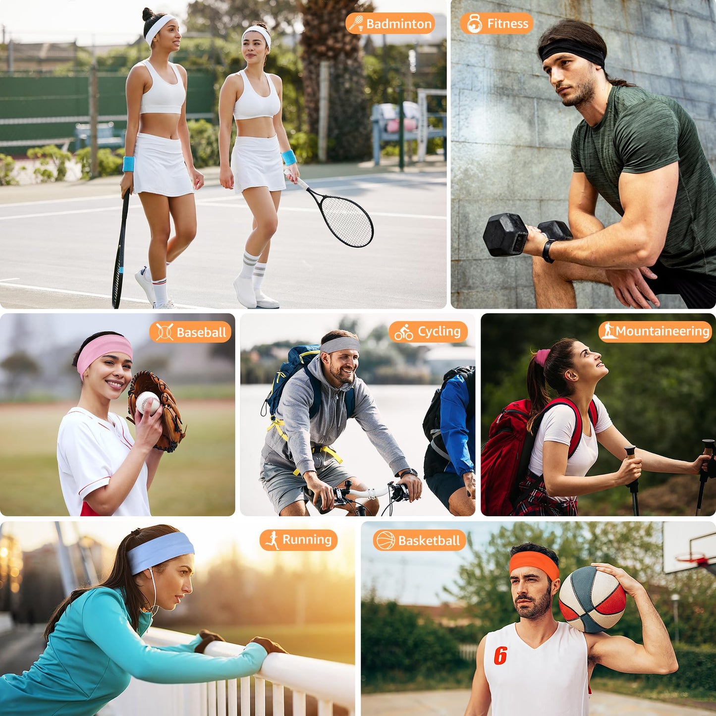 DiyJibb Headbands for Women, Stretchy Non Slip Soft Cotton Cloth Hair Bands for Sports, Workout, Yoga and Running, 7pcs Beauty and Personal Care DiyJibb