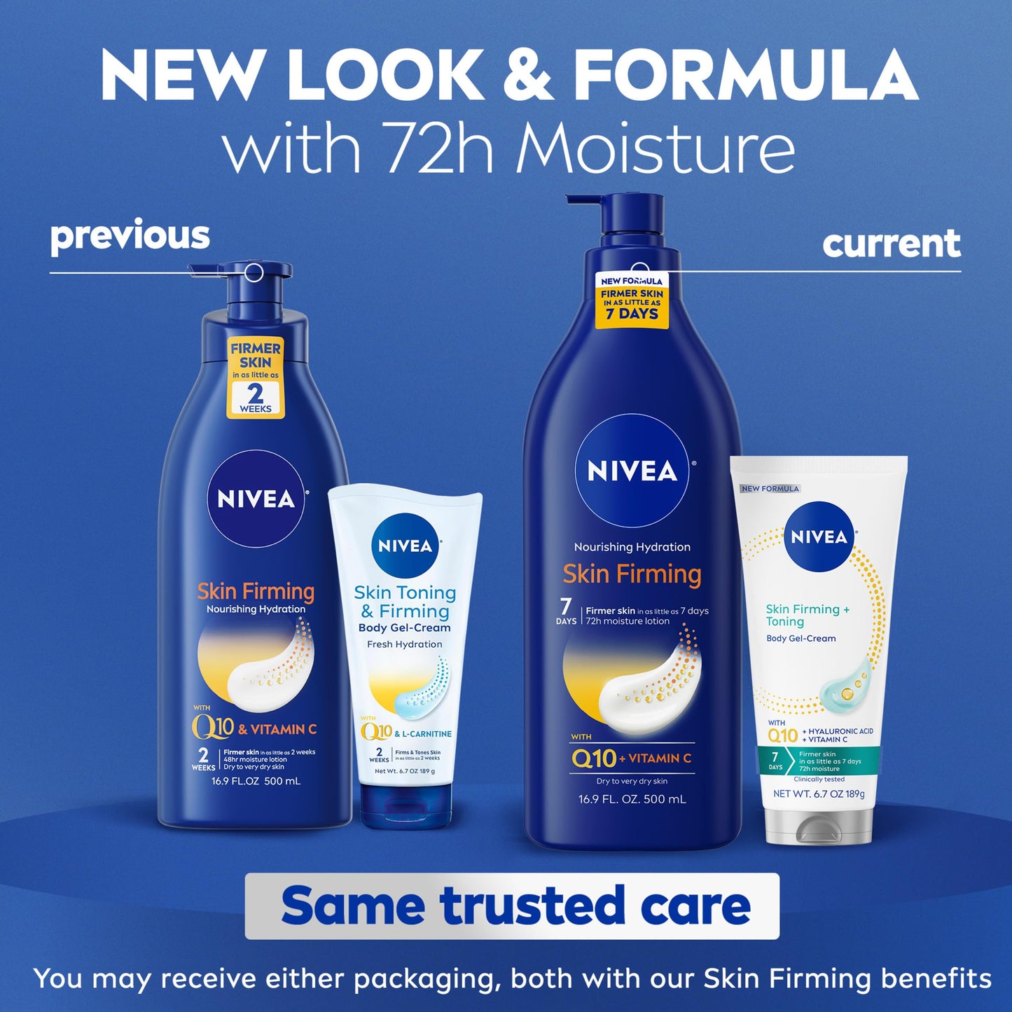 NIVEA Nourishing Hydration Skin Firming Body Lotion (16.9 Fl Oz) + Skin Firming & Toning Body Gel Cream with Hyaluronic Acid (6.7 Oz), Enriched Beauty & Personal Care NIVEA