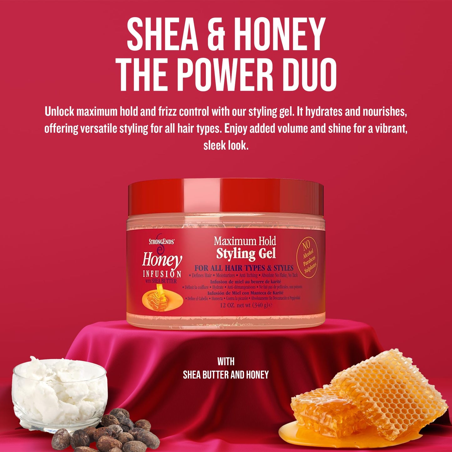 STRONGENDS - Maximum Hold Styling Gel with Honey & Shea - Moisturizing Hair Gel, Suitable for All Hair Types & Versatile Styles, Ideal for Men Beauty & Personal Care STRONGENDS