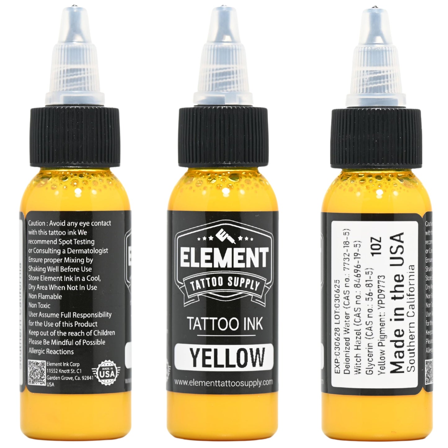 Element Tattoo Supply Ink Set | Red Yellow Blue | Professional Solid Colors for Human Skin | Bright Bold Pre-Dispersed Pigment | Essential Artist Beauty and Personal Care Element Tattoo Supply