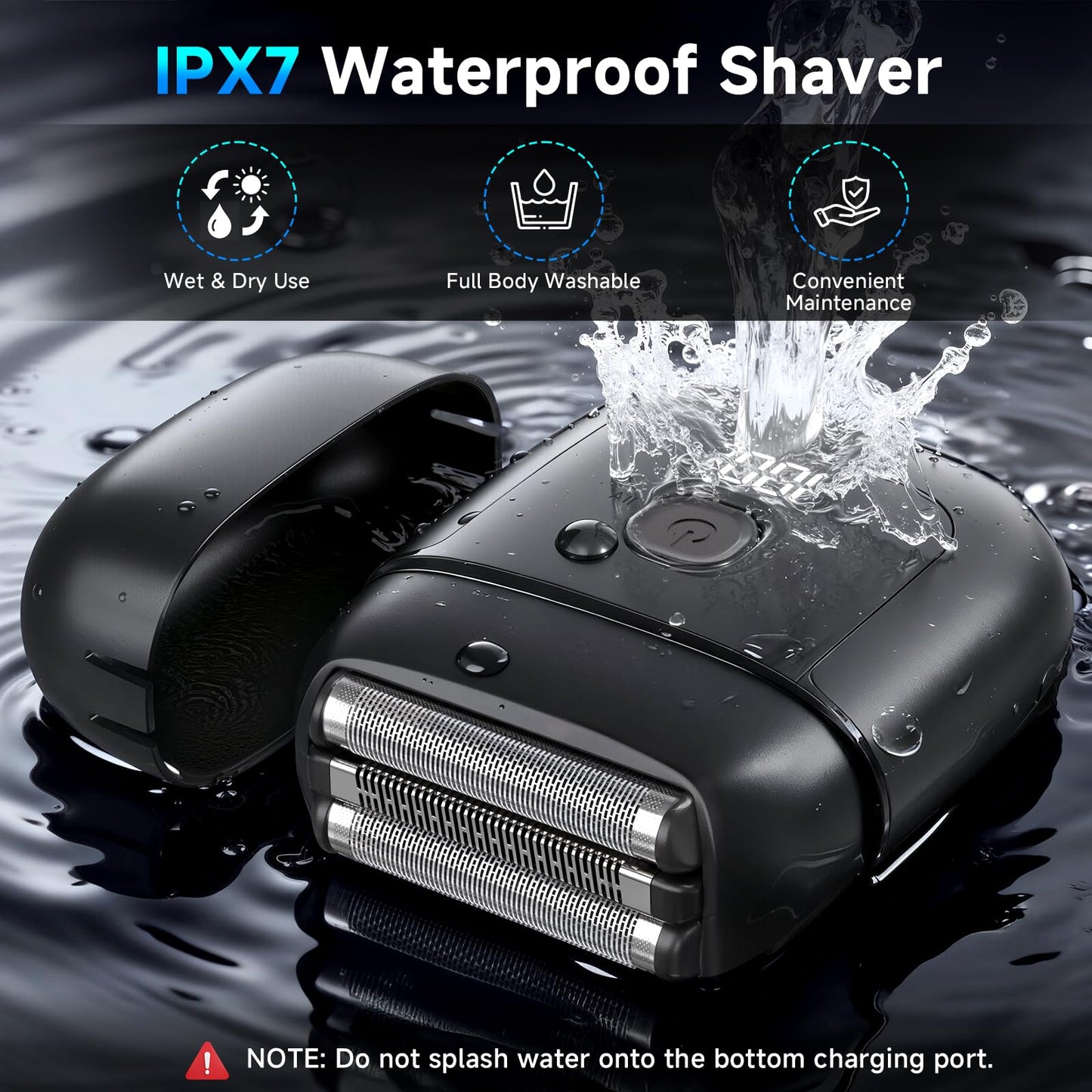 Electric Foil Shavers for Men: Mini Electric Razor with 3 Floating Blades, IPX7 Waterproof Foil Shaver, USB-C Rechargeable Shavers for Men with Travel Beauty and Personal Care Cnunkn