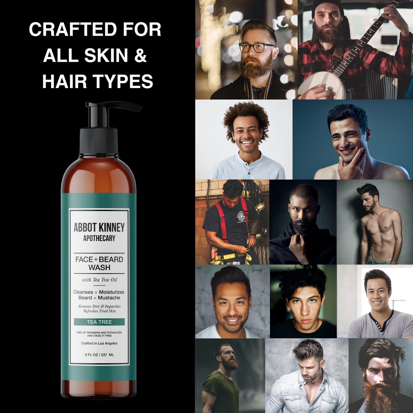 ABBOT KINNEY APOTHECARY Beard Wash, Sulfate Free Men's Face Wash, Softens Facial Hairs, Removes Dandruff and Dirt, Beard Shampoo with Tea Tree Oil Beauty and Personal Care ABBOT KINNEY APOTHECARY