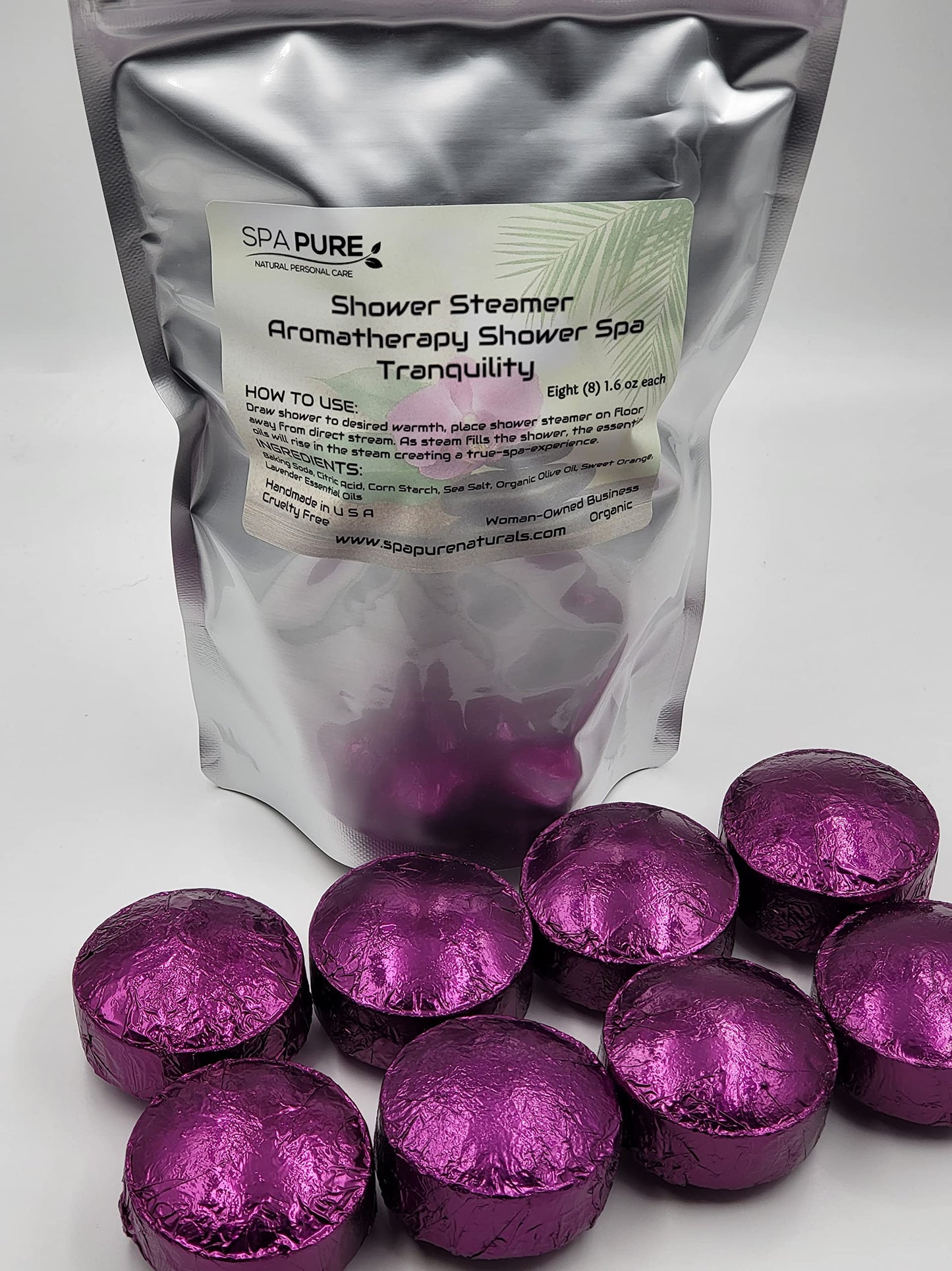Spa Pure Tranquility Shower Steamers: Aromatherapy Shower Bombs Made in USA with 100% Natural/Organic Essential Oils - Transform Your Shower (8 Count) Beauty and Personal Care Spa Girl/Spa Pure