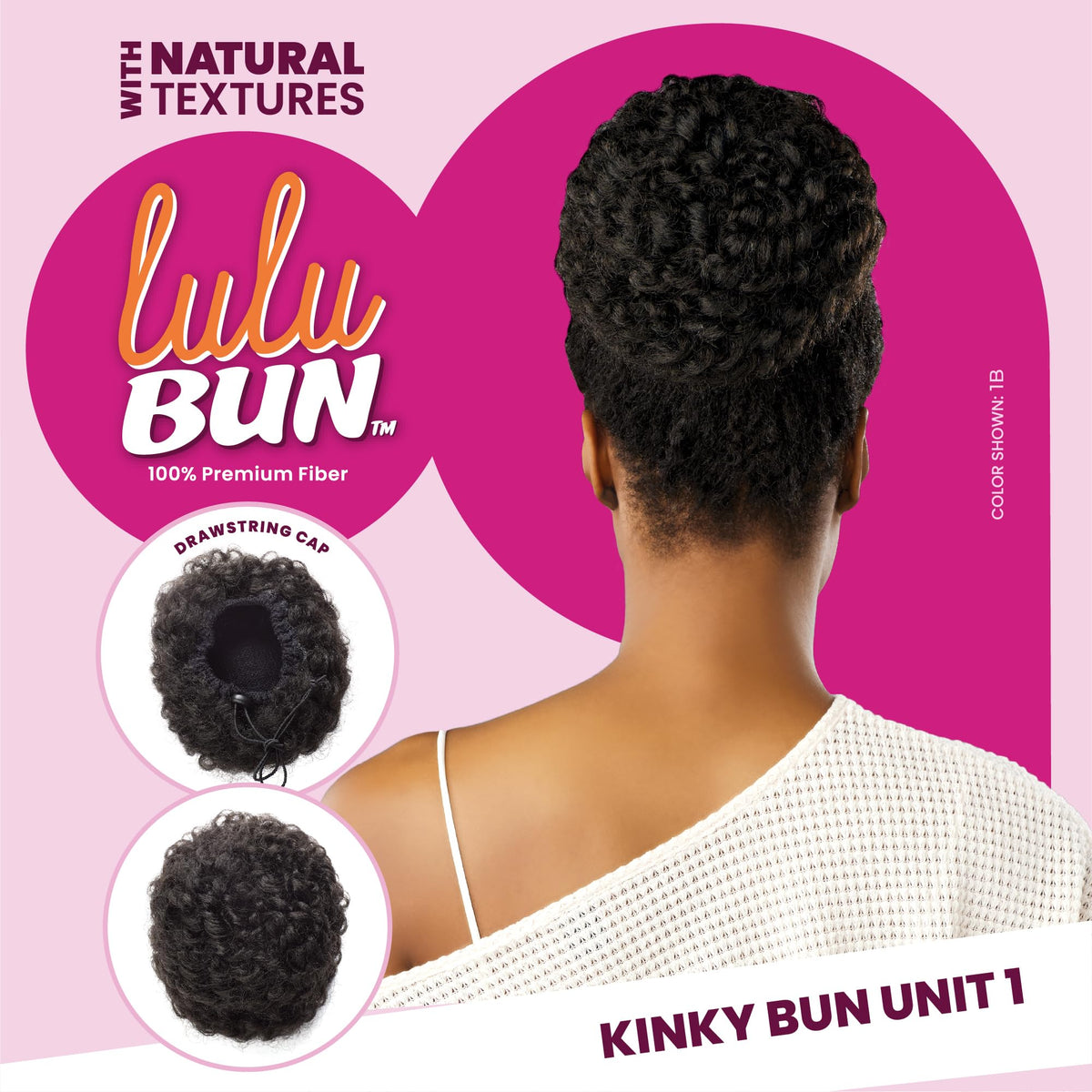 Sensationnel Lulubun Updo Hairextensions-Kinky Bun Unit 1,1B OFFBLACK