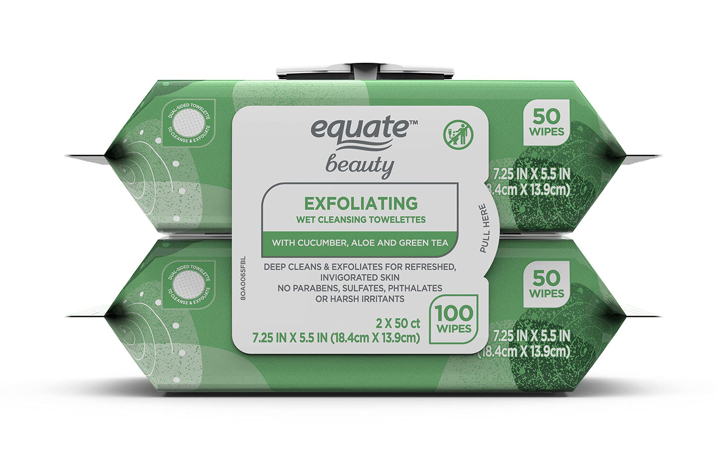 Equate Beauty Exfoliating Wet Cleansing Towelettes With Cucumber Aloe Green Tea 100 Wipes Beauty & Personal Care JIGCEN