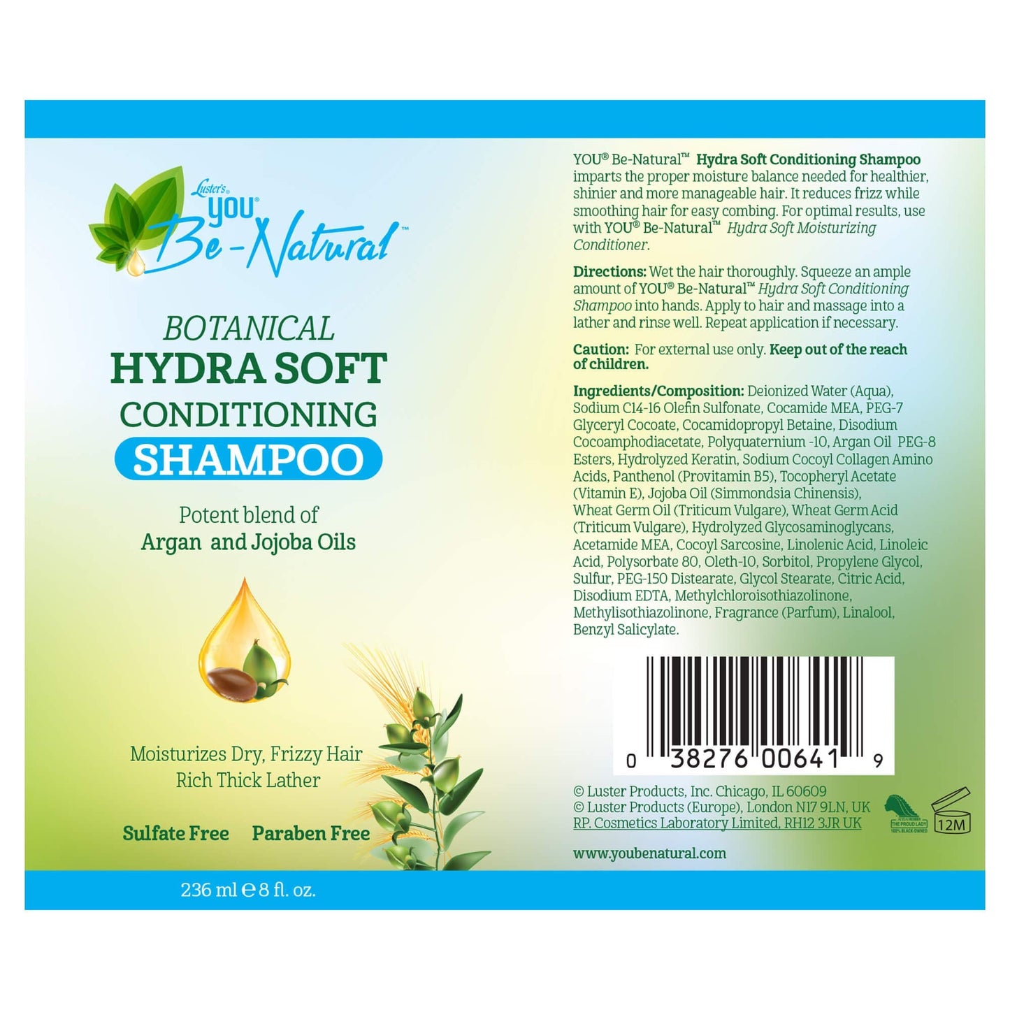 Luster's You Be-Natural Botanical Hydra Soft Conditioning Shampoo with Argan Oil and Jojoba Oil 8 oz. Beauty & Personal Care Luster's