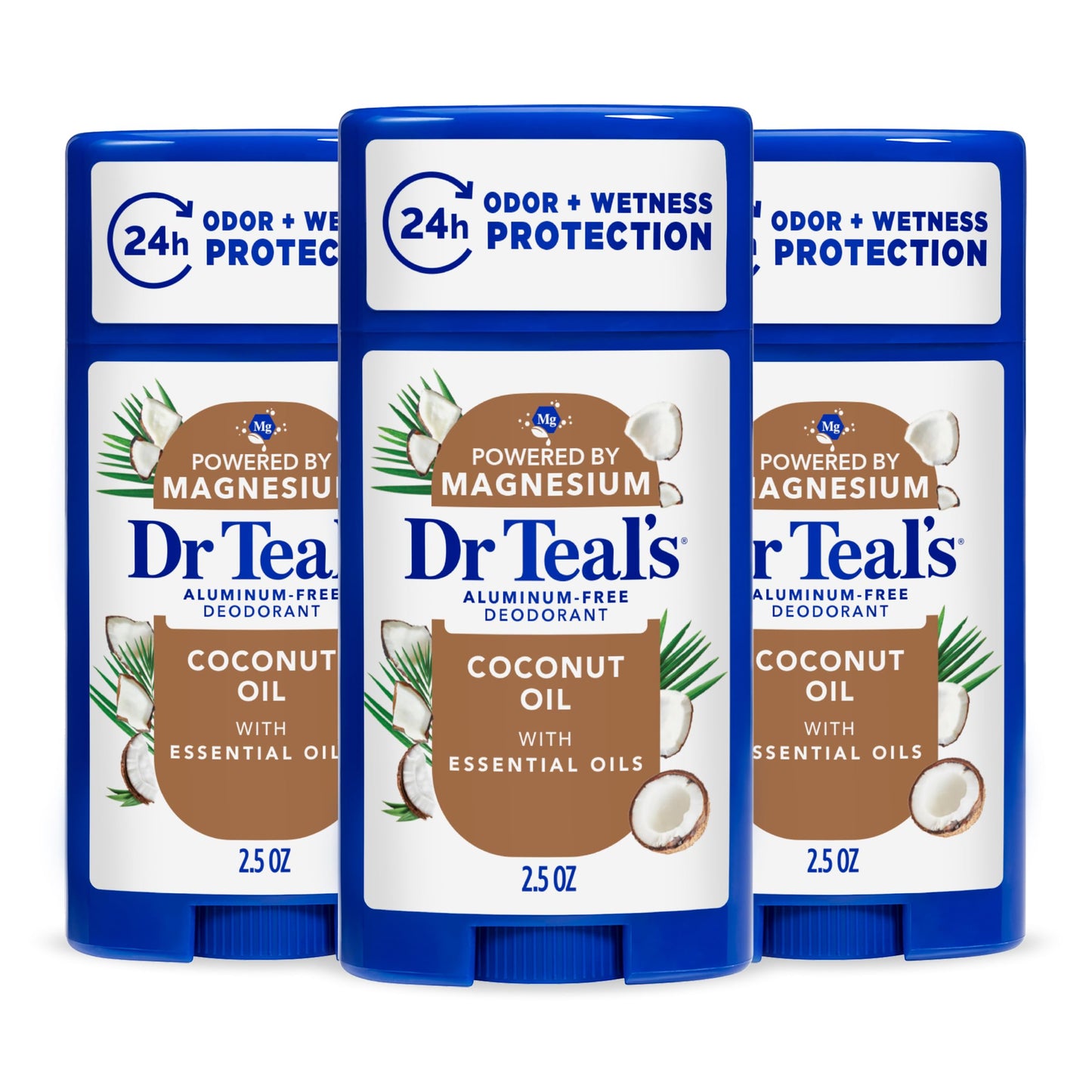 Dr Teal's Aluminum-Free Deodorant, Coconut Oil with Essential Oils, 2.5 oz (Pack of 3) Beauty and Personal Care Dr Teal's