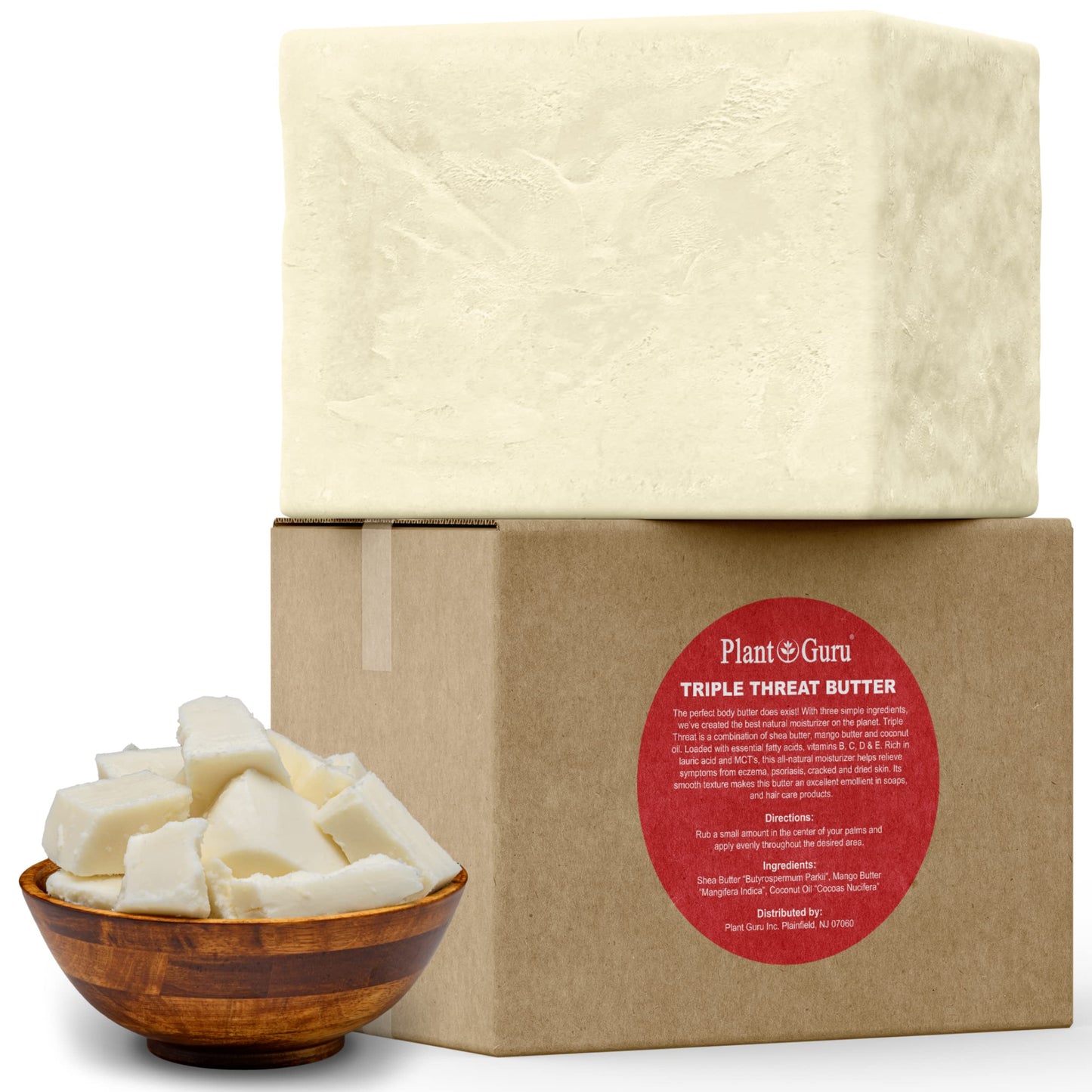 Triple Threat Body Butter 3 lbs – Shea, Mango & Coconut Oils | 100% Natural Raw Moisturizer for Skin, Hair, Lips & Soap Making Beauty & Personal Care Plant Guru