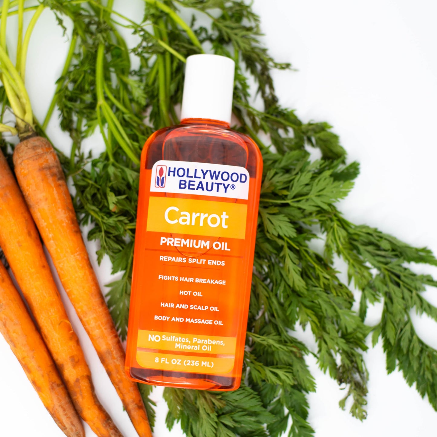 Hollywood Beauty Carrot Hair Oil, 8oz Bottle, Hair, Scalp, Skin, Nail, & Massage Oil, Helps Repair Damaged Hair & Skin, Can be Used as a Hot Oil Beauty & Personal Care Hollywood Beauty