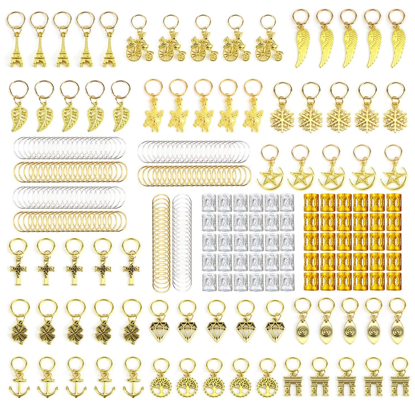 ZTWEDEN 210PCS Aluminum Hair Coil Dreadlocks Beads Hair Cuffs Hair Braids Clips Hair Decoration Braid Jewelry for Braids Accessories Beauty & Personal Care ztweden