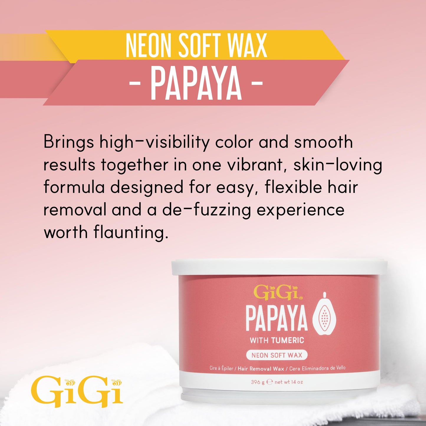 Gigi Neon Soft Wax, Papaya - Hair Removal Wax for Sensitive Skin & Body, Salon & At-Home Waxing for Women, 14 Oz Beauty and Personal Care GIGI