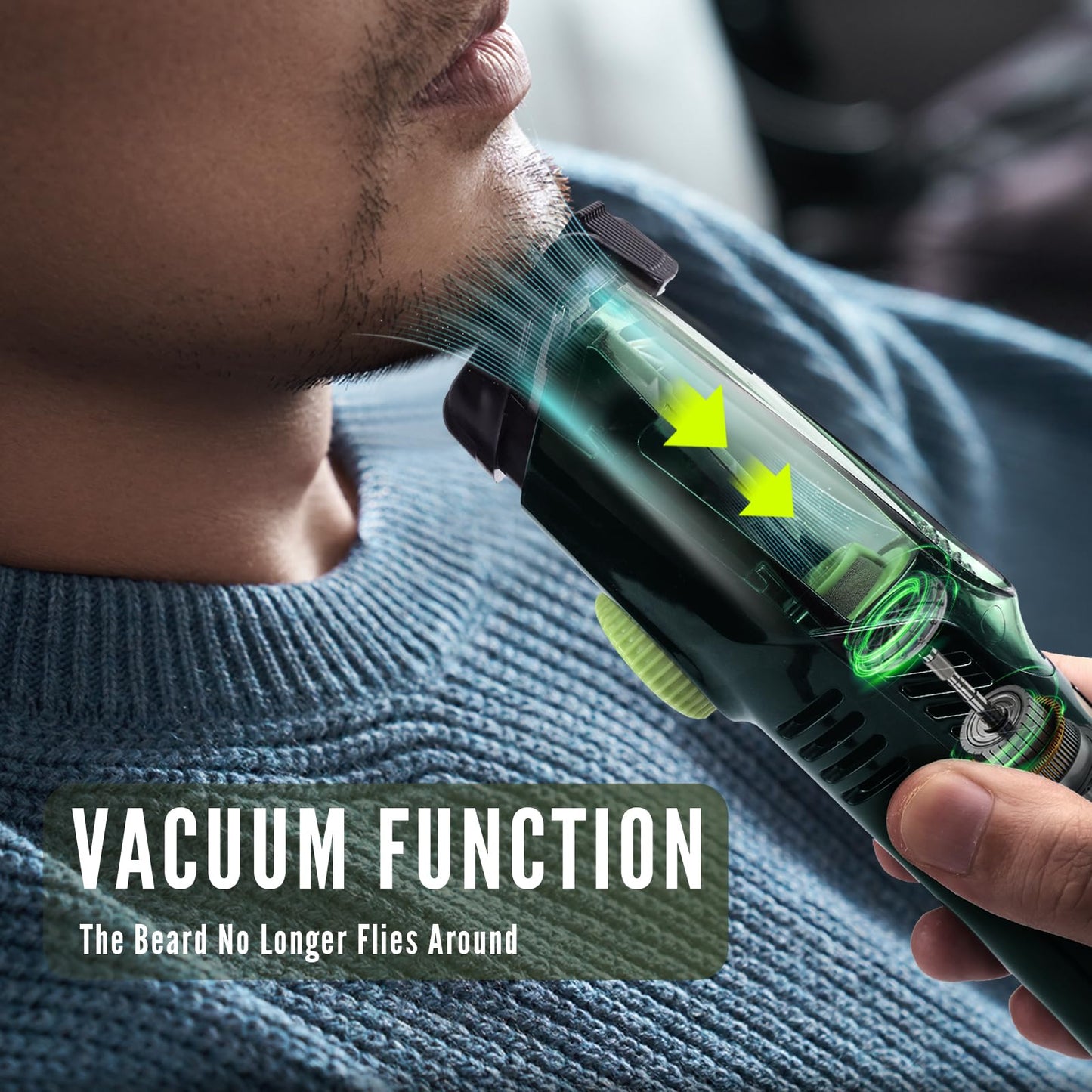 SHPAVVER Vacuum Beard Trimmer for Men, Mustache Trimmer with 20 Length and Styles Adjustable, Built-in Vacuum Trimmer for Mustache, Sideburns, Facial Beauty and Personal Care SHPAVVER