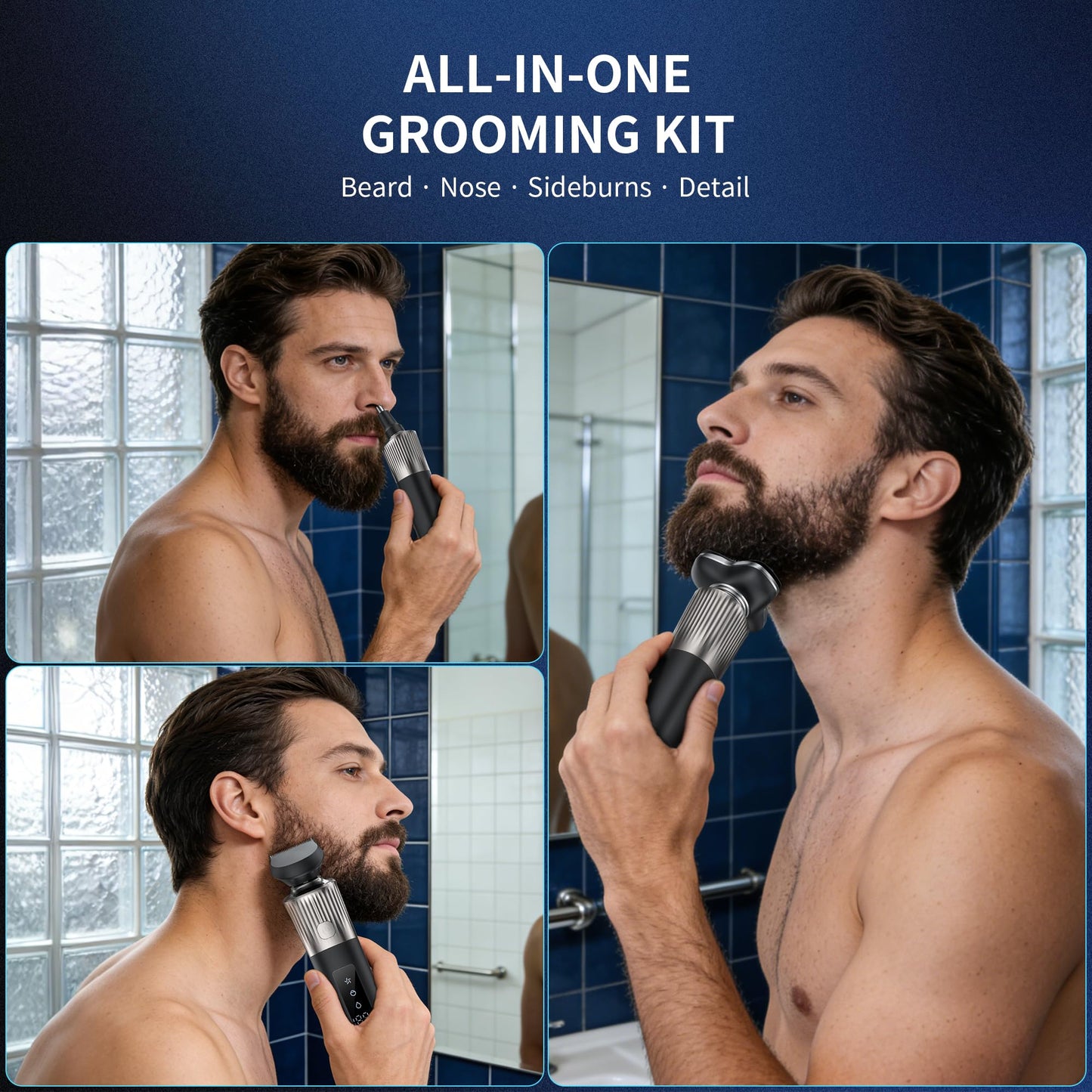 Electric Razor for Men 8011 Series, 4D Floating Rotary Head, IPX7 Waterproof Wet & Dry Use, USB-C Fast Charge, 90Min Runtime, Hypoallergenic Blades Beauty and Personal Care EvznFeo