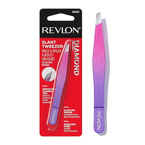 Revlon Diamond Collection Slanted Tip Tweezers, Ultra-Sharp for Precision Eyebrow Shaping and Facial Hair Removal, Stocking Stuffer for Women, 1 count Beauty & Personal Care REVLON
