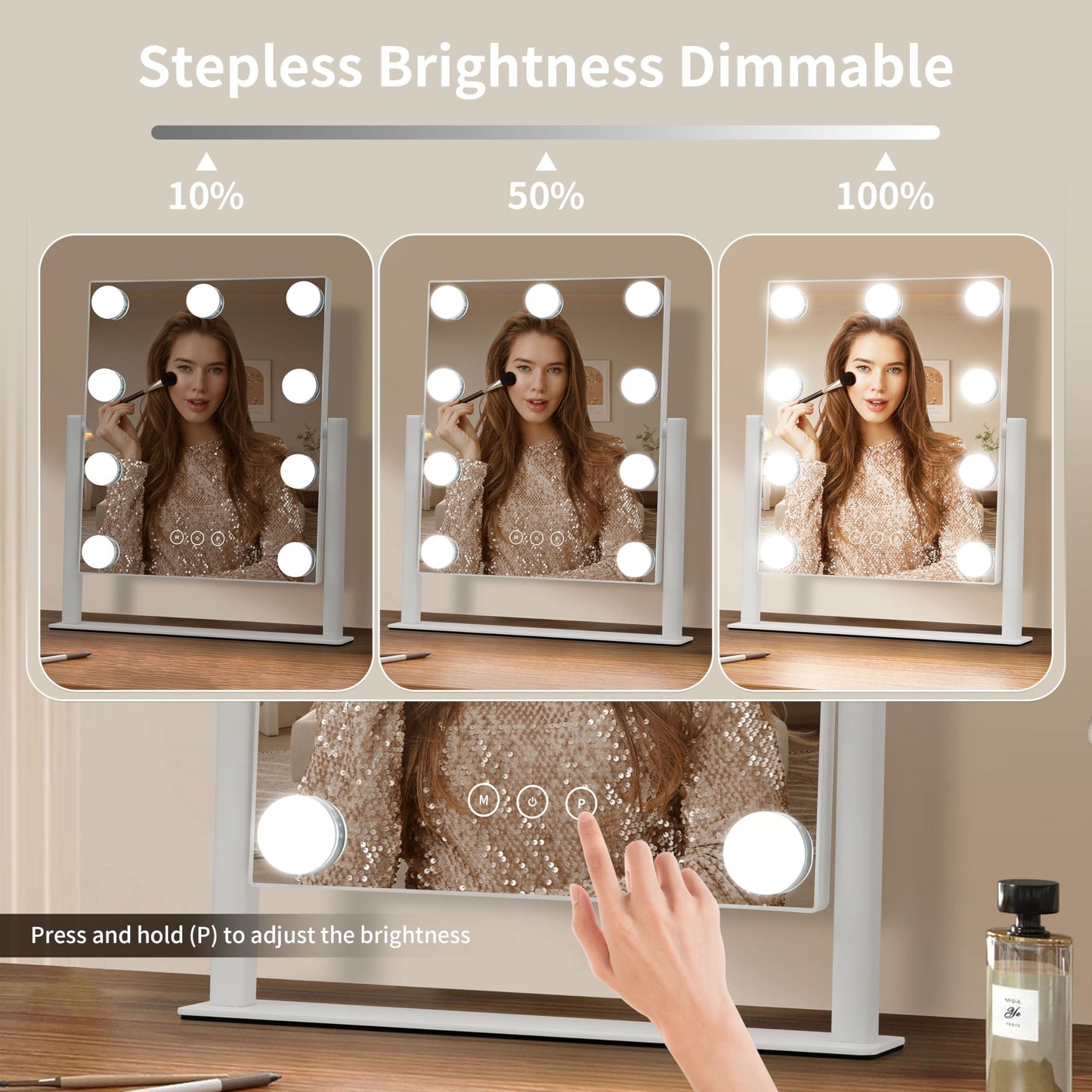 NUSVAN Vanity Mirror with Lights, Makeup Mirror with Lights,3 Color Lighting Modes Detachable 10X Magnification Mirror Touch Control,360°Rotation Beauty & Personal Care NUSVAN