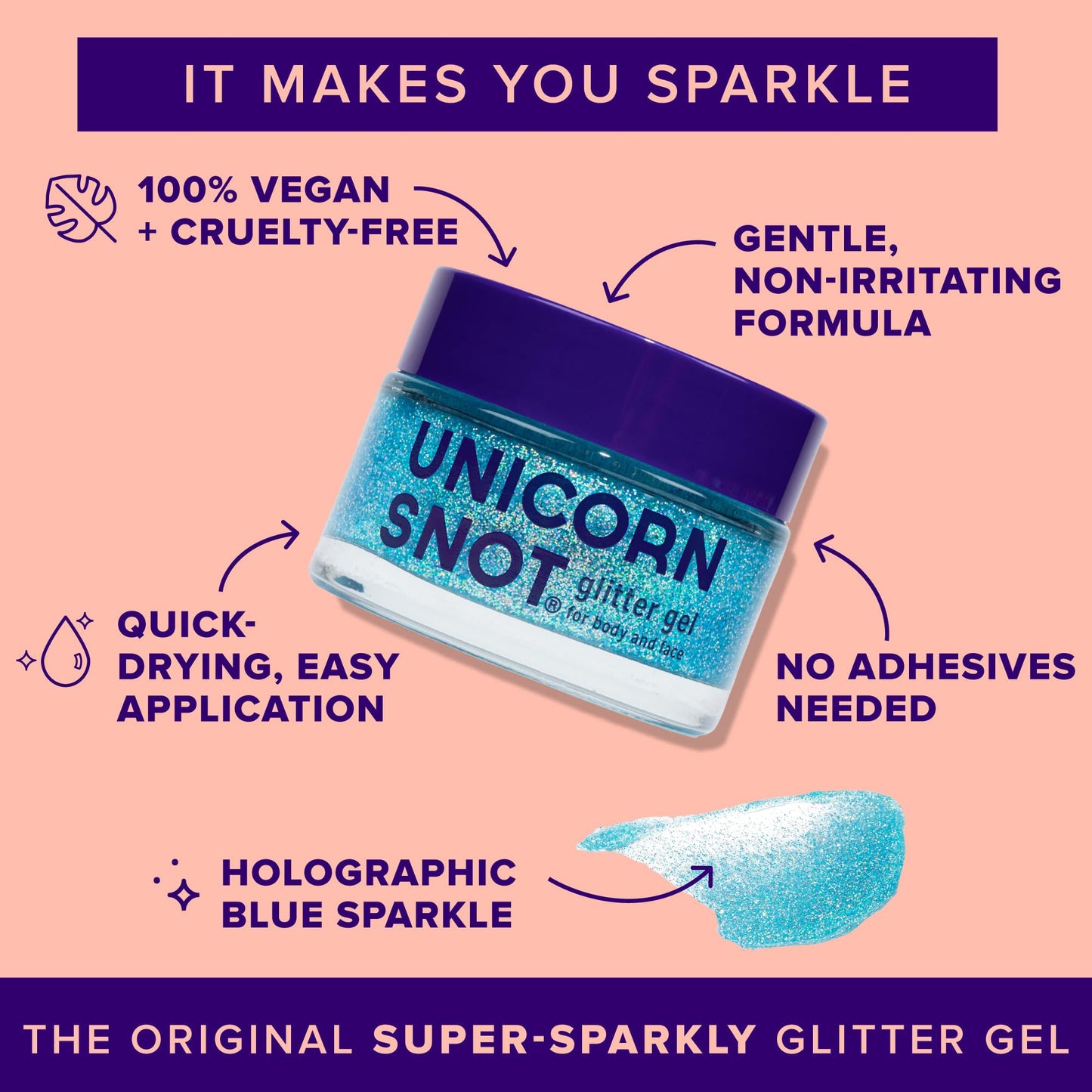 Unicorn Snot Face & Body Glitter Gel - Cosmetic-Grade Holographic Glitter - Stocking Stuffers for Women, Gifts for Teen Girls - Safe for Face, Easy Beauty & Personal Care UNICORN SNOT