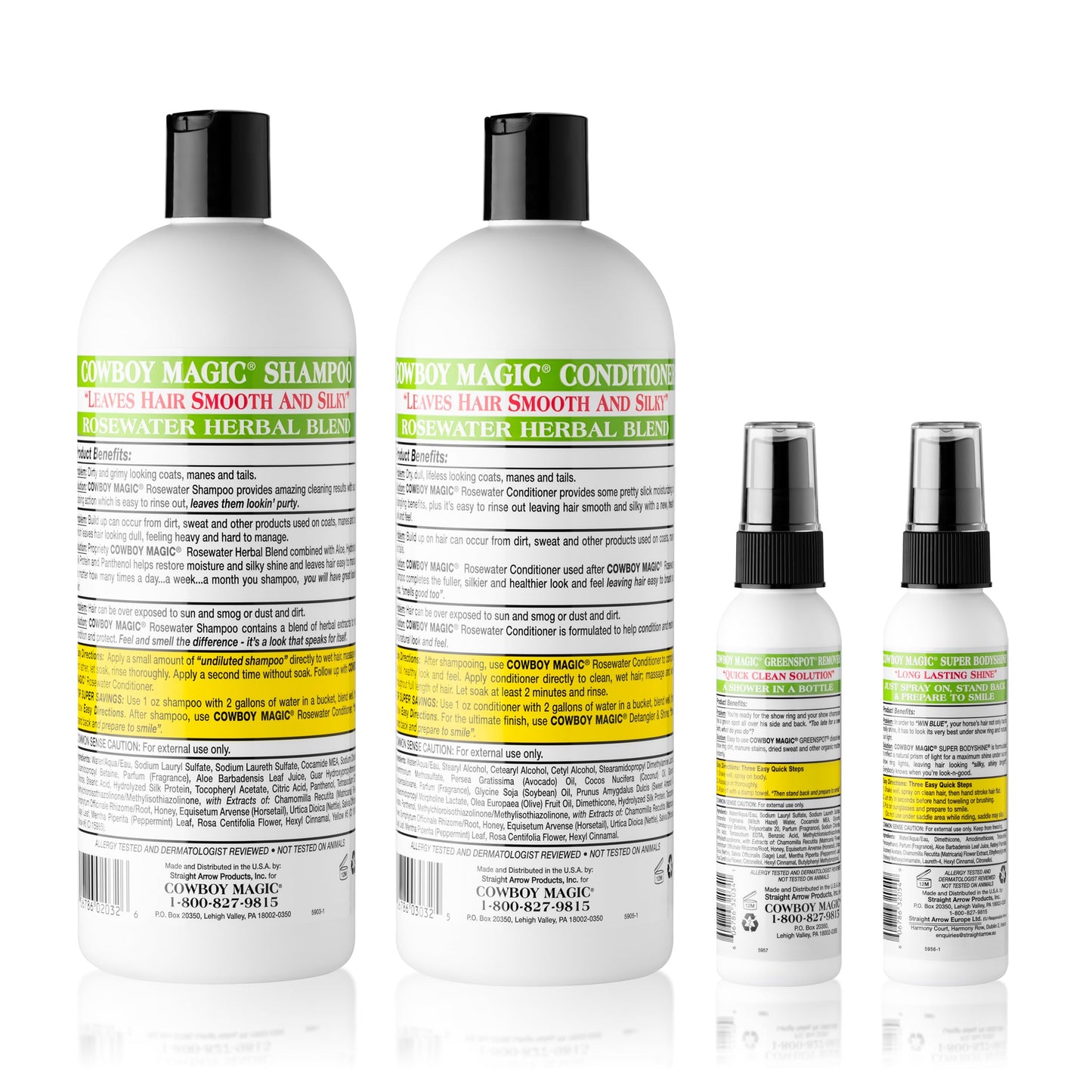 Cowboy Magic Show Ready LIMITED EDITION Box Set - 32 Oz Rosewater Shampoo, 32 Oz Conditioner, 4 Oz Greenspot Remover, 4 Oz Superbody Shine, and Bonus Beauty & Personal Care Cowboy Magic