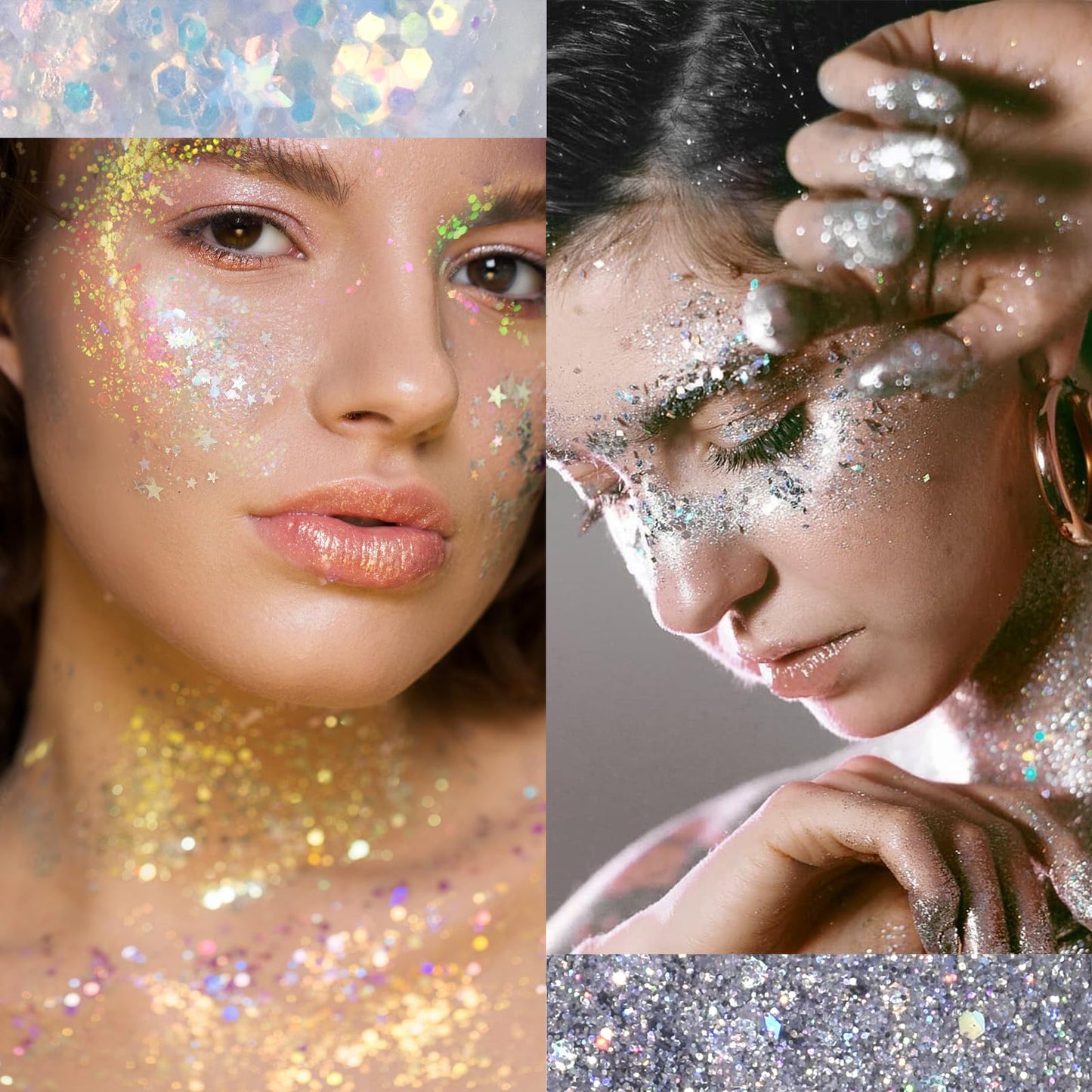 HOSAILY Silver Body Glitter Stick, Sparkling Holographic Sequins Glitter Gel, Body Shimmer Face Paint Glitter for Eye Hair Nail Lip, Chunky Glitter Beauty & Personal Care HOSAILY