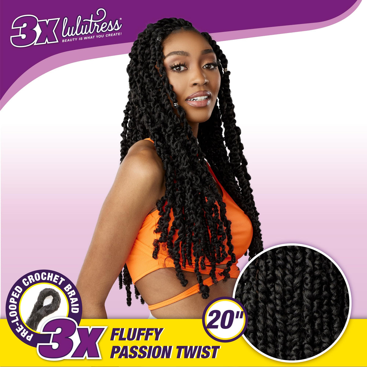 Sensationnel Lulutress Crochethair-3X Fluffy Passion Twist 20,1p 4 MEDBROWN