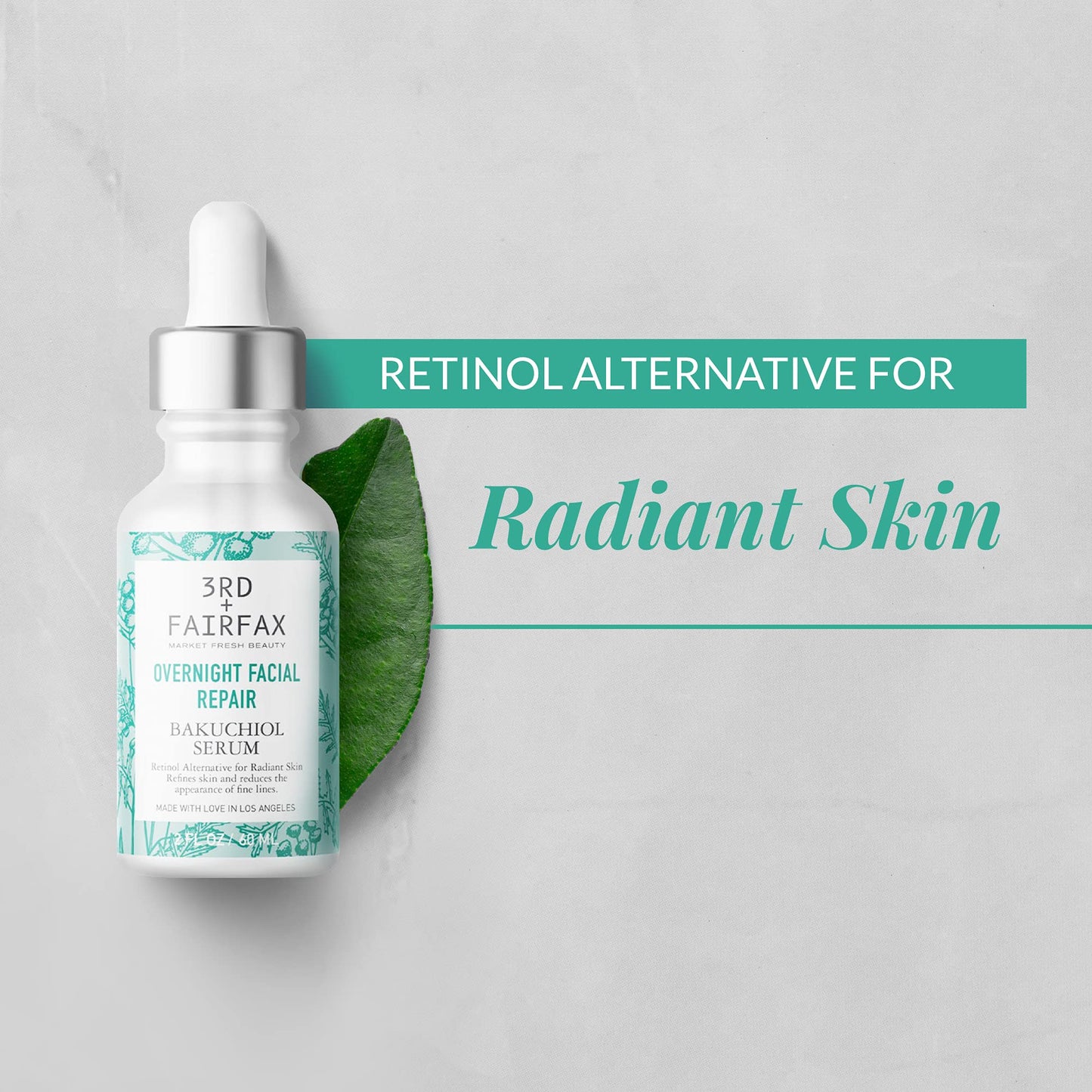 3rd + Fairfax Beauty - Bakuchiol Plant Based Retinol Alternative Facial Serum, Serum for Face, Nightly Face Care for Sensitive Skin, Overnight Repair Beauty & Personal Care 3rd + Fairfax Beauty