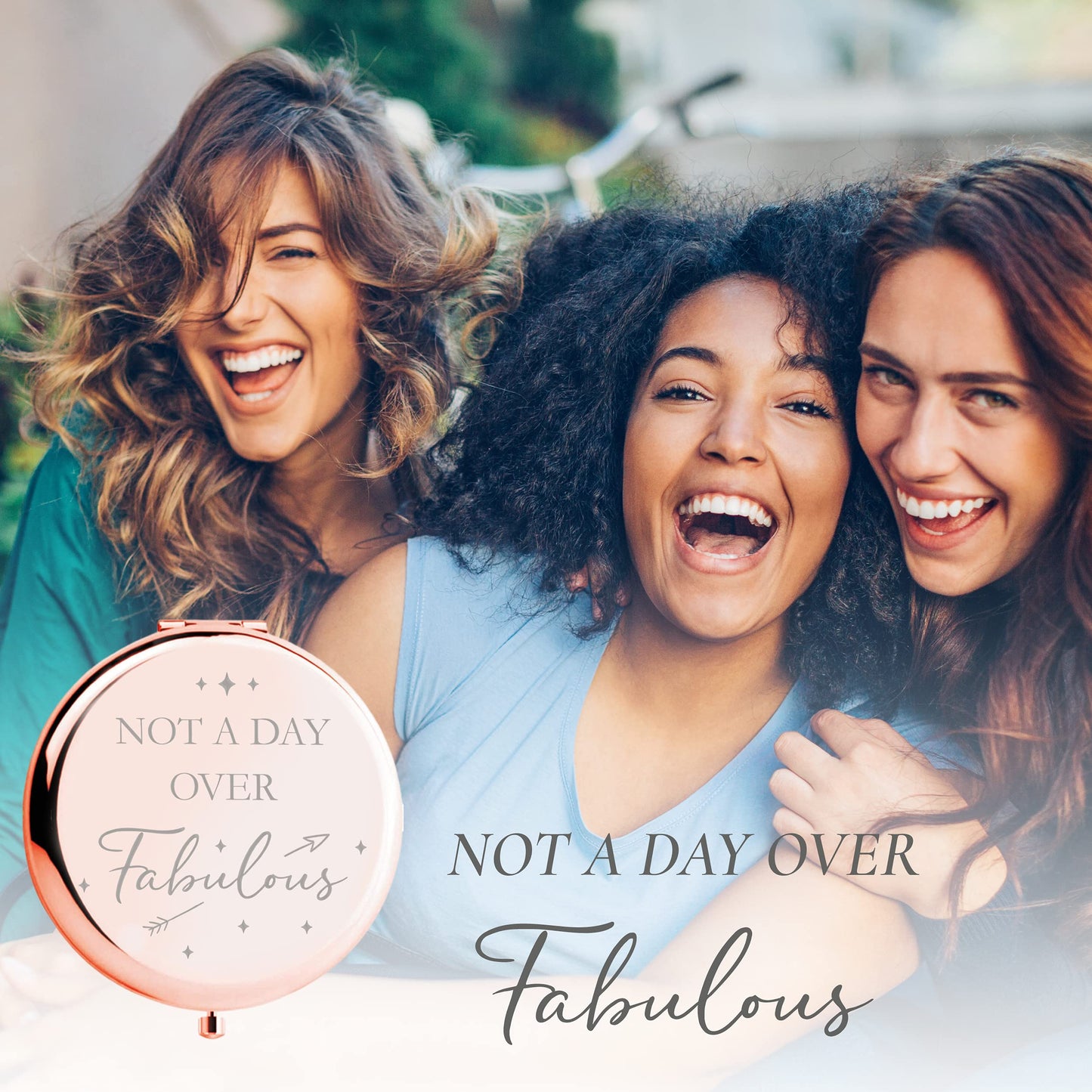 CV CHARVORIA Birthday Gifts for Women - Not a Day Over Fabulous Rose Gold Compact Mirror - Birthday Gift Ideas for Friend; Coworker, Aunt, Mom - All Beauty & Personal Care CV CHARVORIA