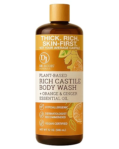 Dr. Jacobs Naturals Pure Castile Soap Liquid Body Wash, Orange & Ginger - Plant Based Soap Infused with Vitamin E & Aloe Vera to Moisturize Dry Beauty & Personal Care DR.JACOBS NATURALS