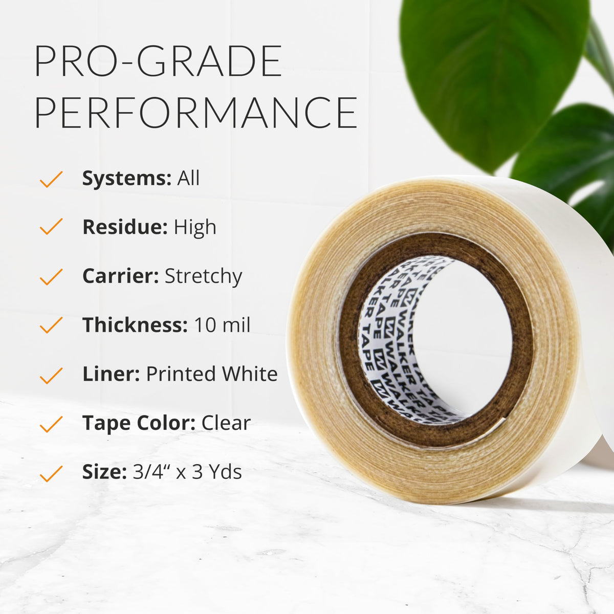 Walker Tape No-Shine Roll 3/4 x 3 Yards for Wig Installs, Lace Systems, Toupee Applications, Hair Tape Prep and Adhesive Strips Use Offering