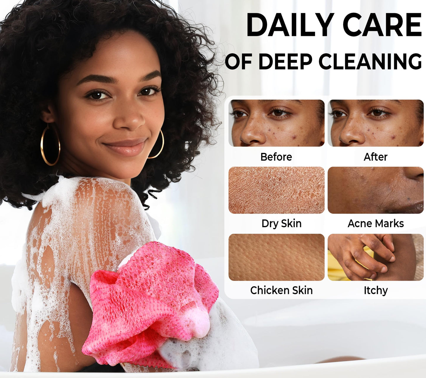 African Net Sponge Authentic - 2 Pieces Exfoliating Body Scrubber Bath Sponge - Back Scrubber Washcloth for Shower - Real African Scrub Exfoliator Beauty and Personal Care RelaxScene