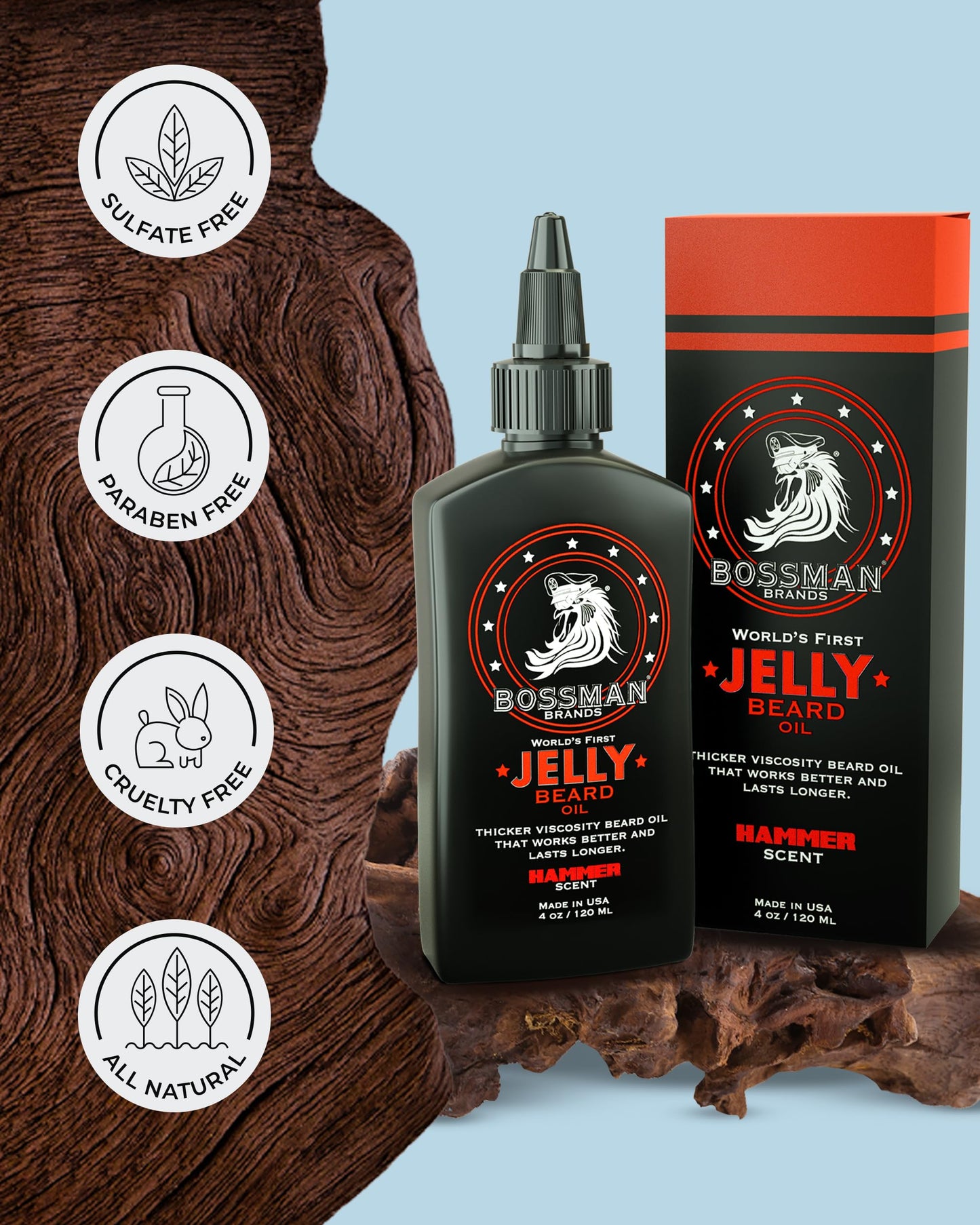Bossman Beard Oil Jelly and Relaxing Beard Balm Combo - Hammer Scent Beauty & Personal Care Bossman