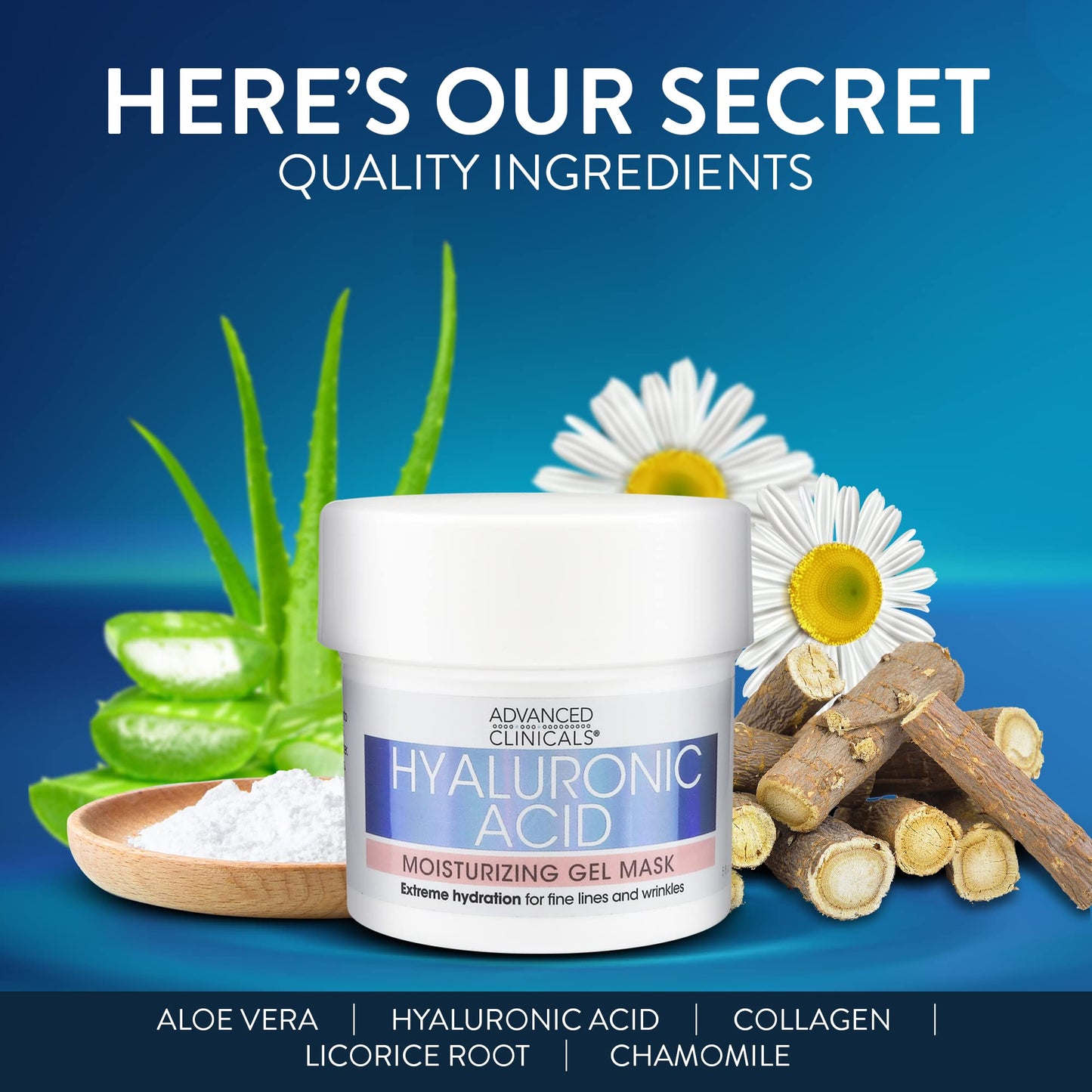 Advanced Clinicals Hyaluronic Acid Gel Facial Mask Skin Care Treatment, Brightening, Hydrating Anti Aging Face Mask & Moisturizer Helps Transform Dry Beauty & Personal Care Advanced Clinicals