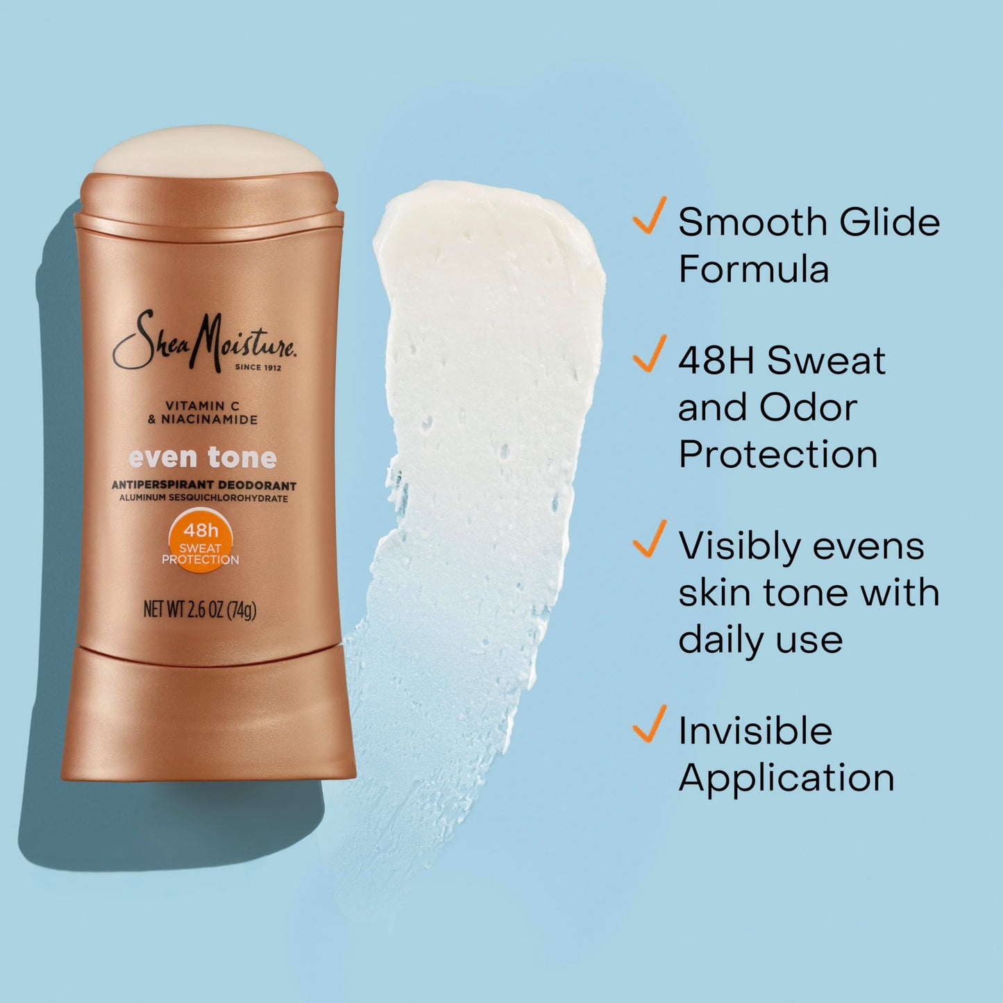 SheaMoisture Antiperspirant Deodorant Stick for 48HR Sweat & Odor Protection Even Tone with No Parabens & No Mineral Oil 2.6 oz Beauty and Personal Care Shea Moisture
