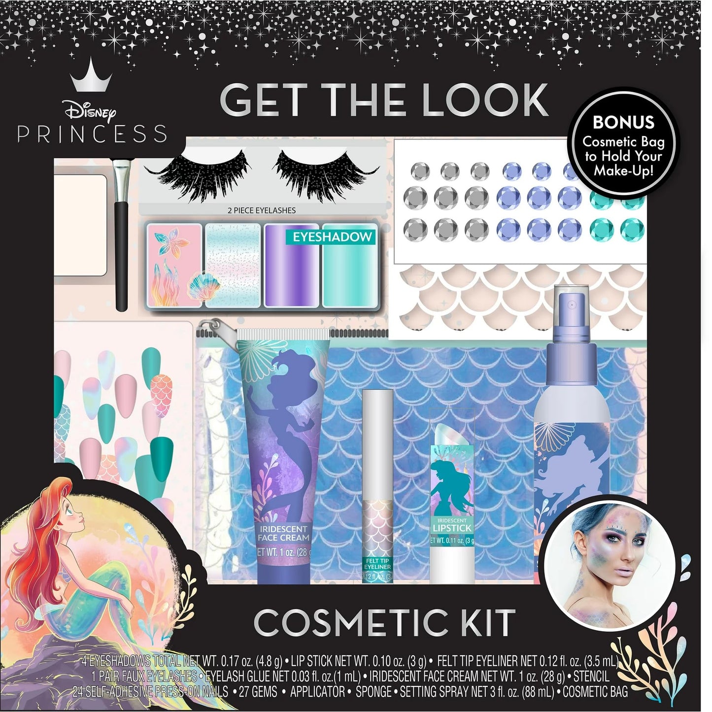Disney Get The Look Cosmetic Kit Cosplay Halloween Costume Makeup Choose Cruella, Ariel. Jack Skellington (Ariel) Beauty & Personal Care Disney