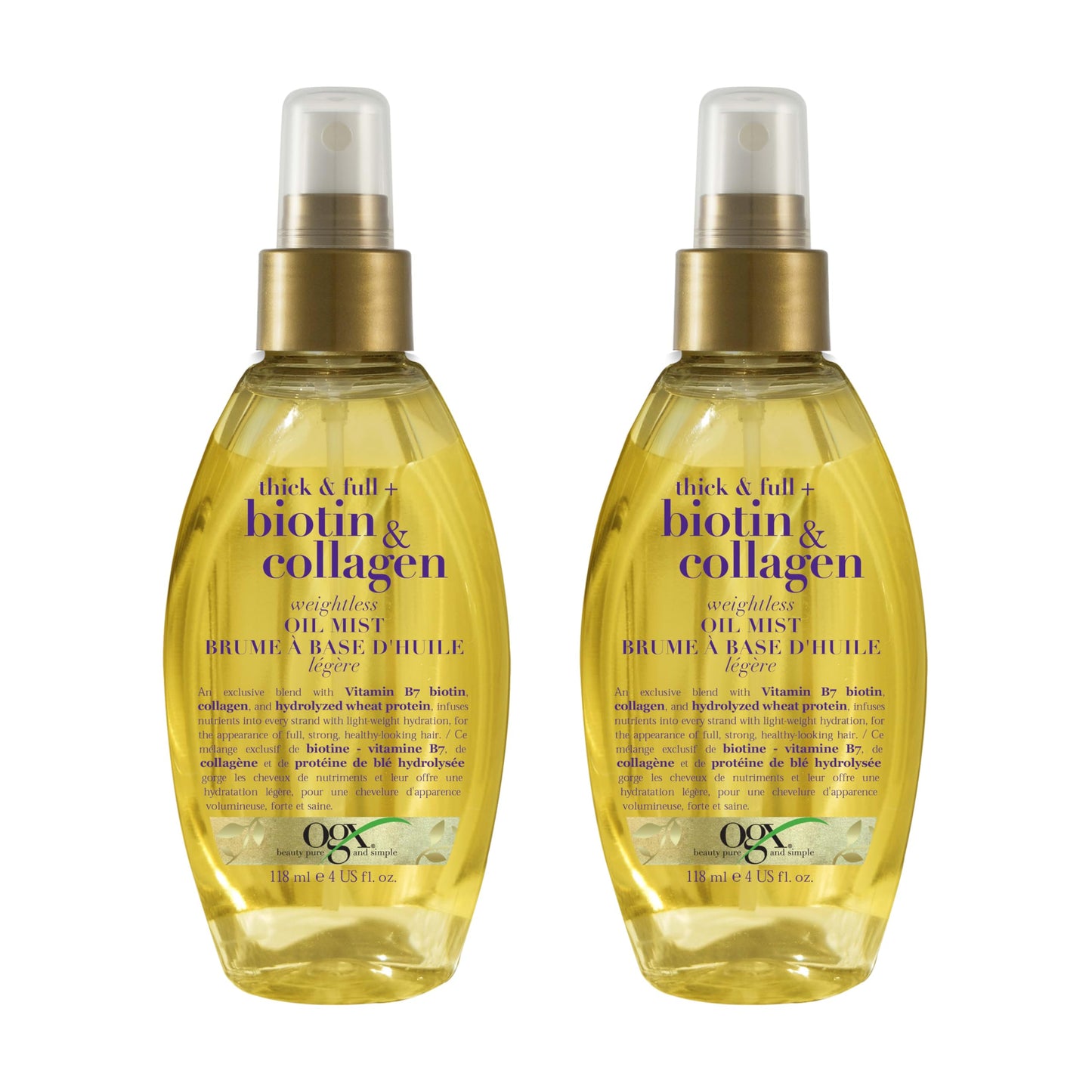 OGX Thick & Full Biotin & Collagen Weightless Oil Mist, 4 Fl Oz, 2 Pack Beauty & Personal Care OGX