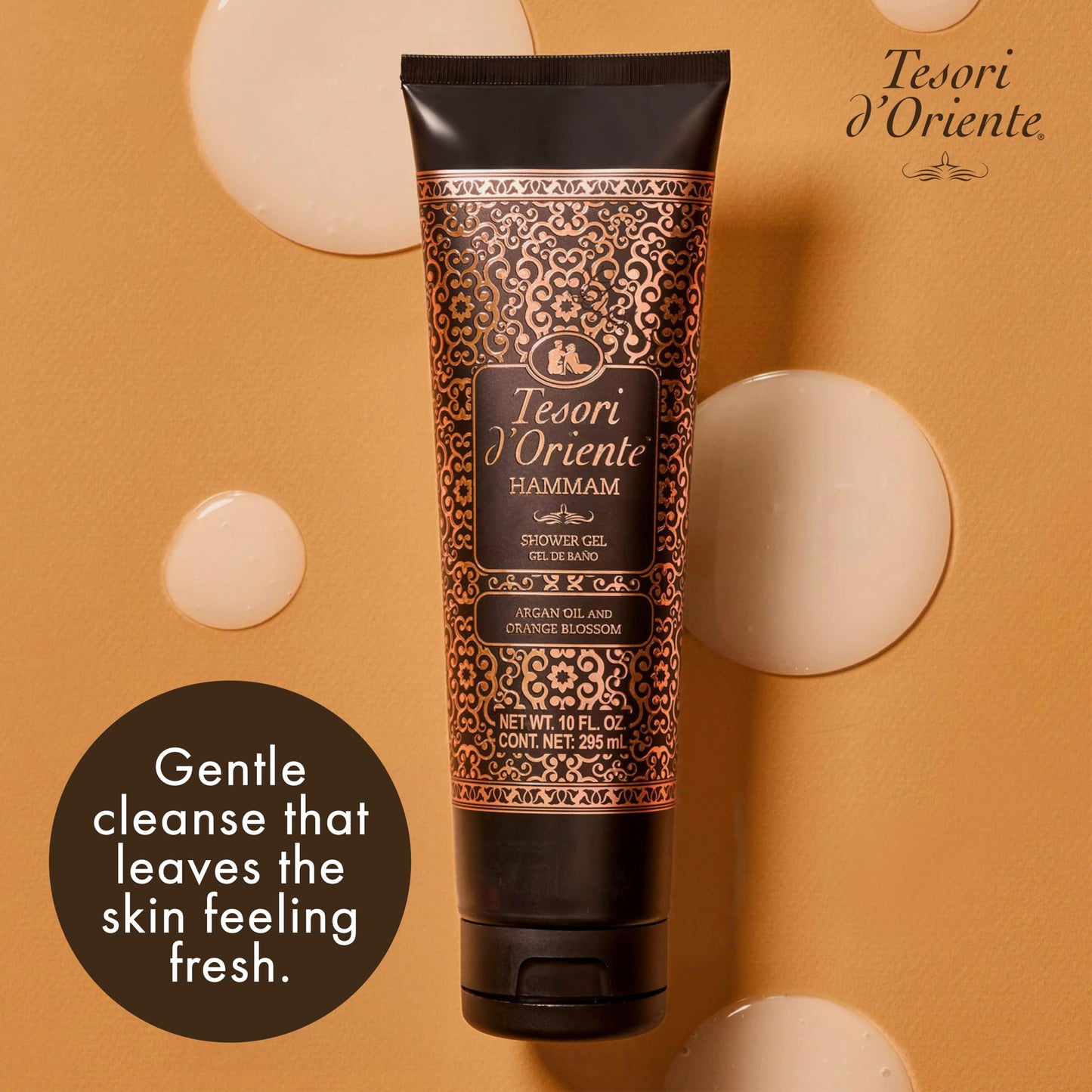 Tesori d’Oriente Hammam Shower Gel, 10 fl oz, Gentle, Hydrating Body Wash with Argan Oil & Vitamin E, Warm Orange Blossom Scented, No Silicones Beauty & Personal Care Tesori d'Oriente