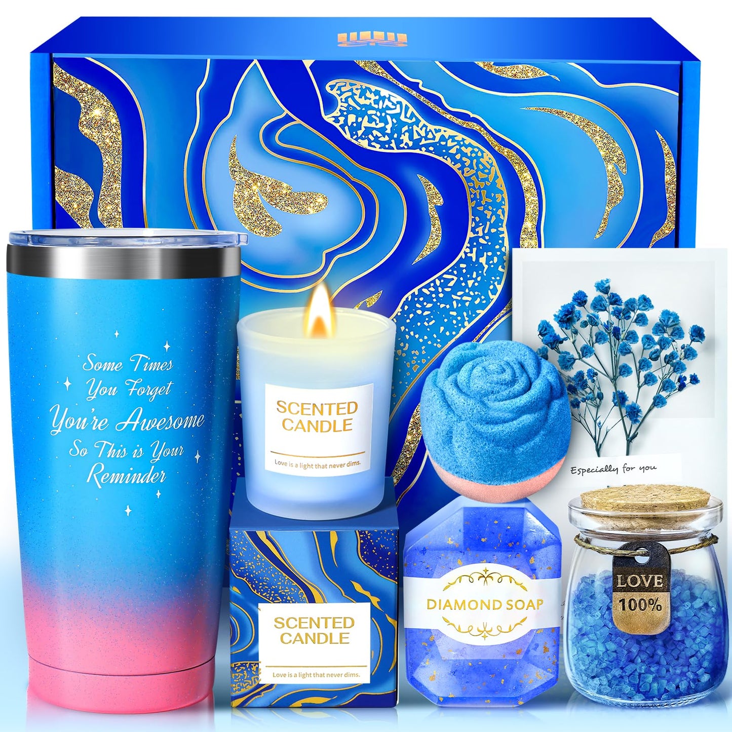 Gifts for Women, Luxury Birthday Gifts for Mom Sister Girlfriend Grandma Bestie Daughter Her, Self Care Relaxing Spa Gift Basket, Care Package Beauty and Personal Care BodyRefresh