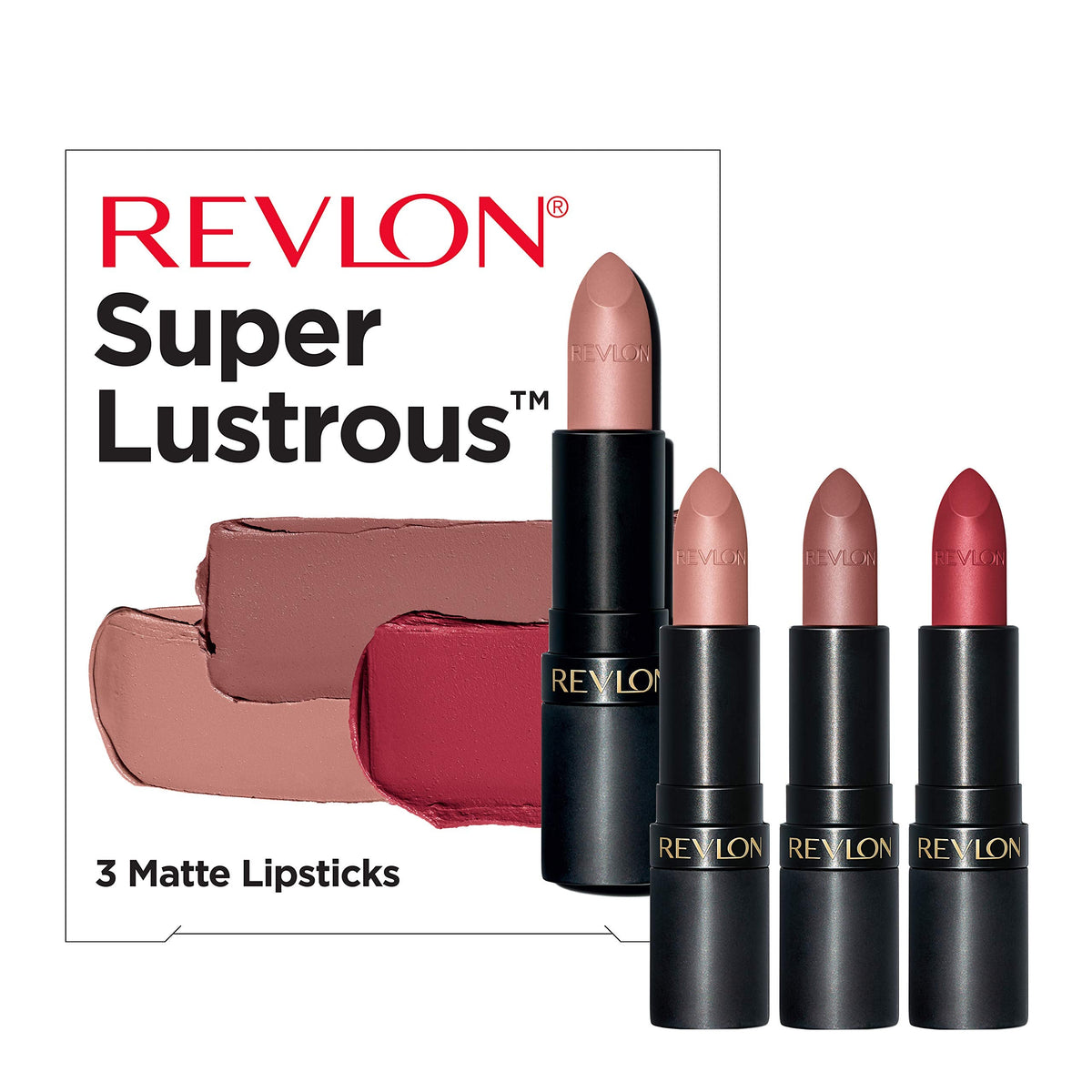 Revlon Super Lustrous 3-Piece Lipstick Gift Set, High Impact, Matte Finish, 003 Pick Me Up, 014 Shameless, 008 Show Off, 0.45 Oz Beauty & Personal Care REVLON